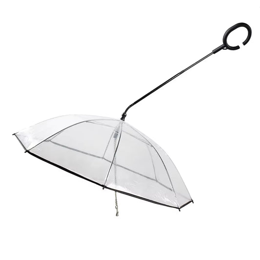 C-Shape Handle Umbrella for Small Medium Dogs Pet Umbrella with Adjustable Leash Rain/Snow Walking Doggy Umbralla