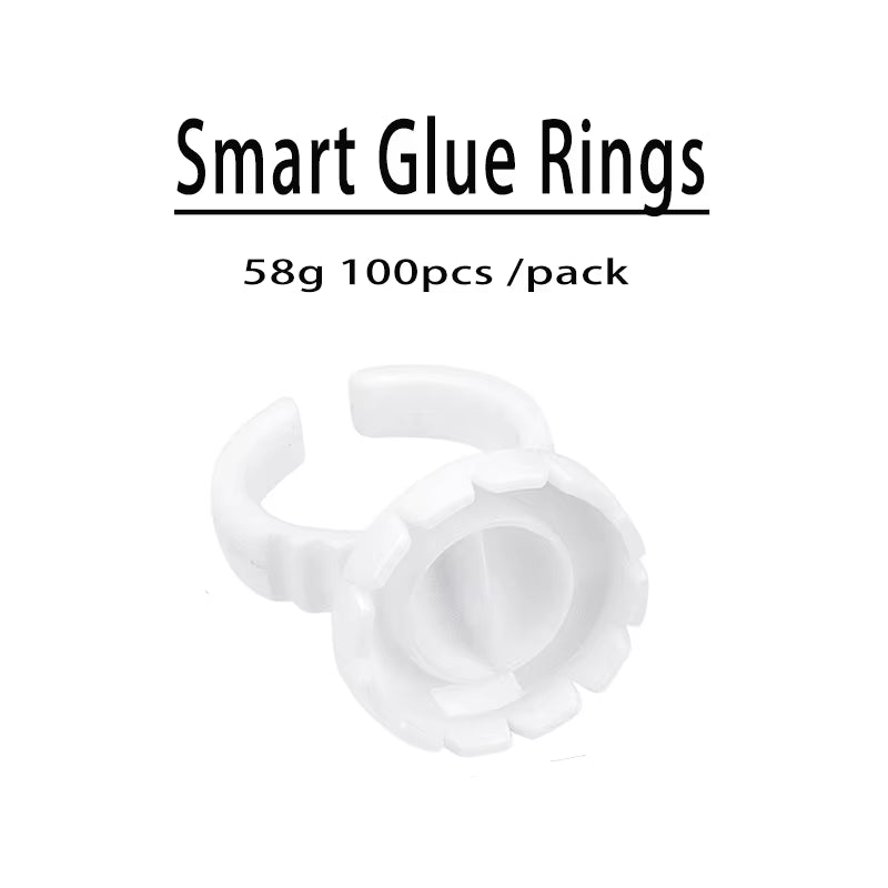 100Pcs/Set Eyelash Extension Glue Rings Glue Holder Tool Kit Set Professional Makeup Disposable Adhesive Eyelash