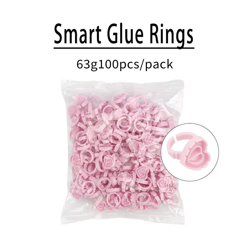 100Pcs/Set Eyelash Extension Glue Rings Glue Holder Tool Kit Set Professional Makeup Disposable Adhesive Eyelash