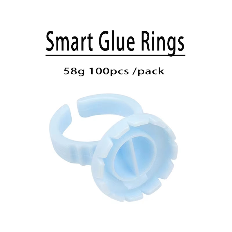 100Pcs/Set Eyelash Extension Glue Rings Glue Holder Tool Kit Set Professional Makeup Disposable Adhesive Eyelash