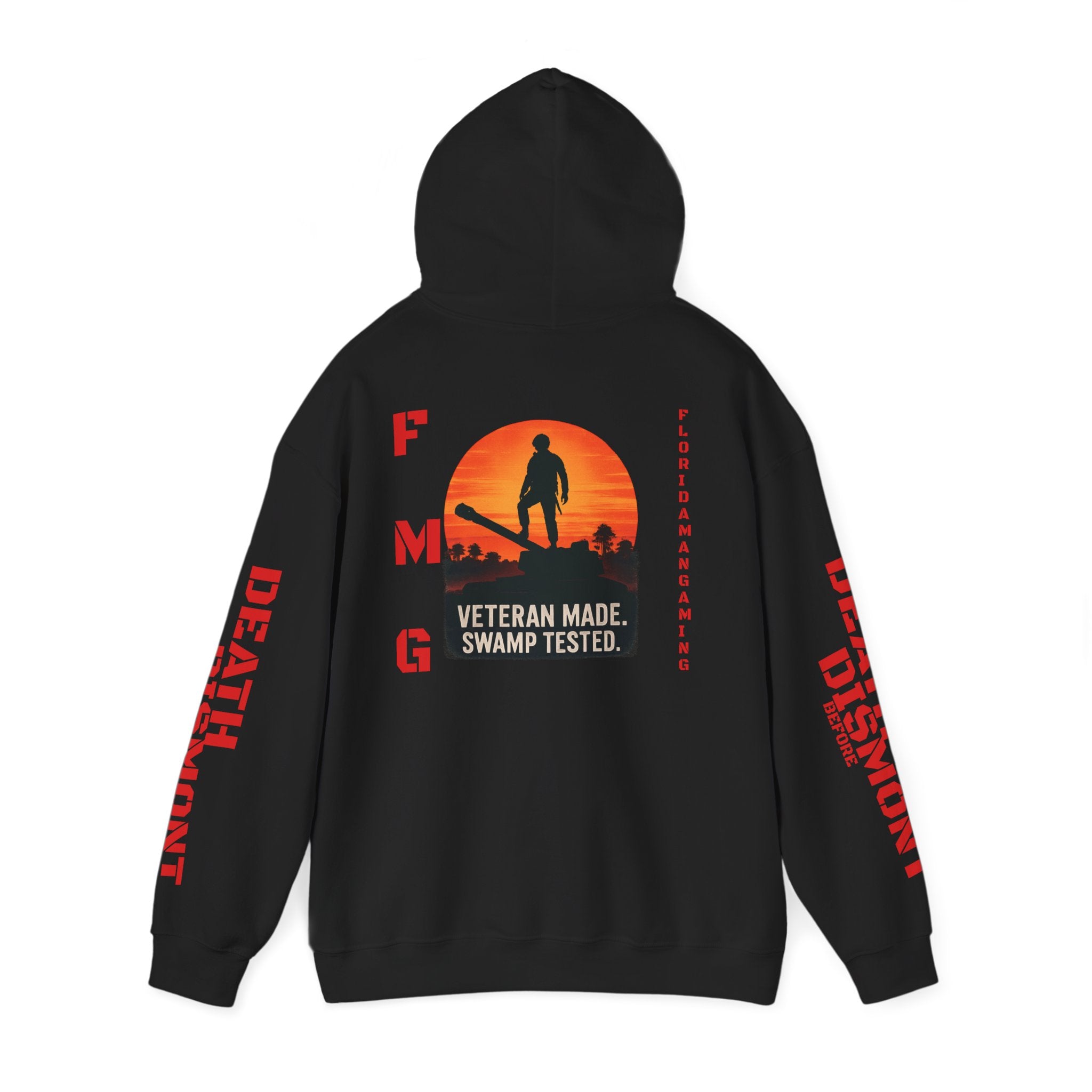 Veteran Made Swamp Tested Hoodie — Military Outdoors Sunset Hoodie