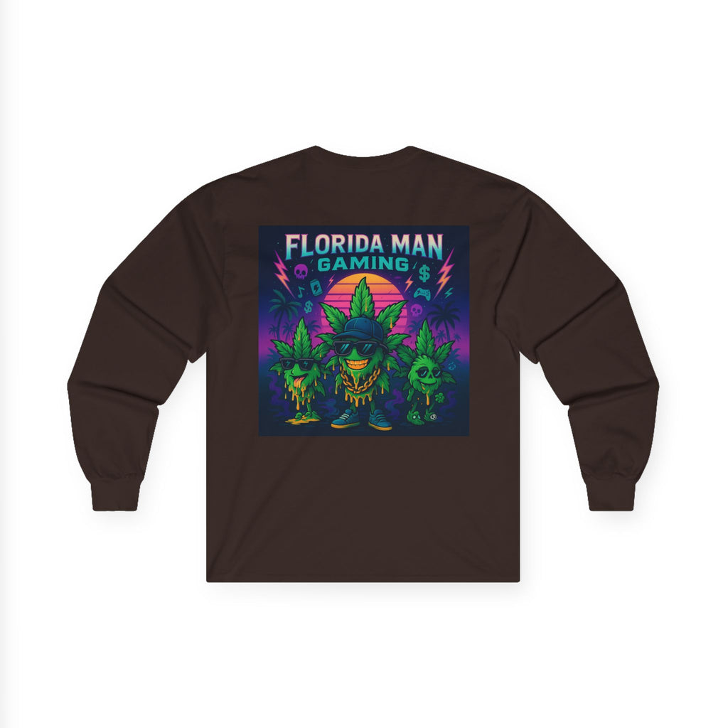 Florida Man Gaming Long Sleeve Tee - Unisex Cotton Shirt for Gamers, Halloween, Gift, Streetwear, Weed Culture