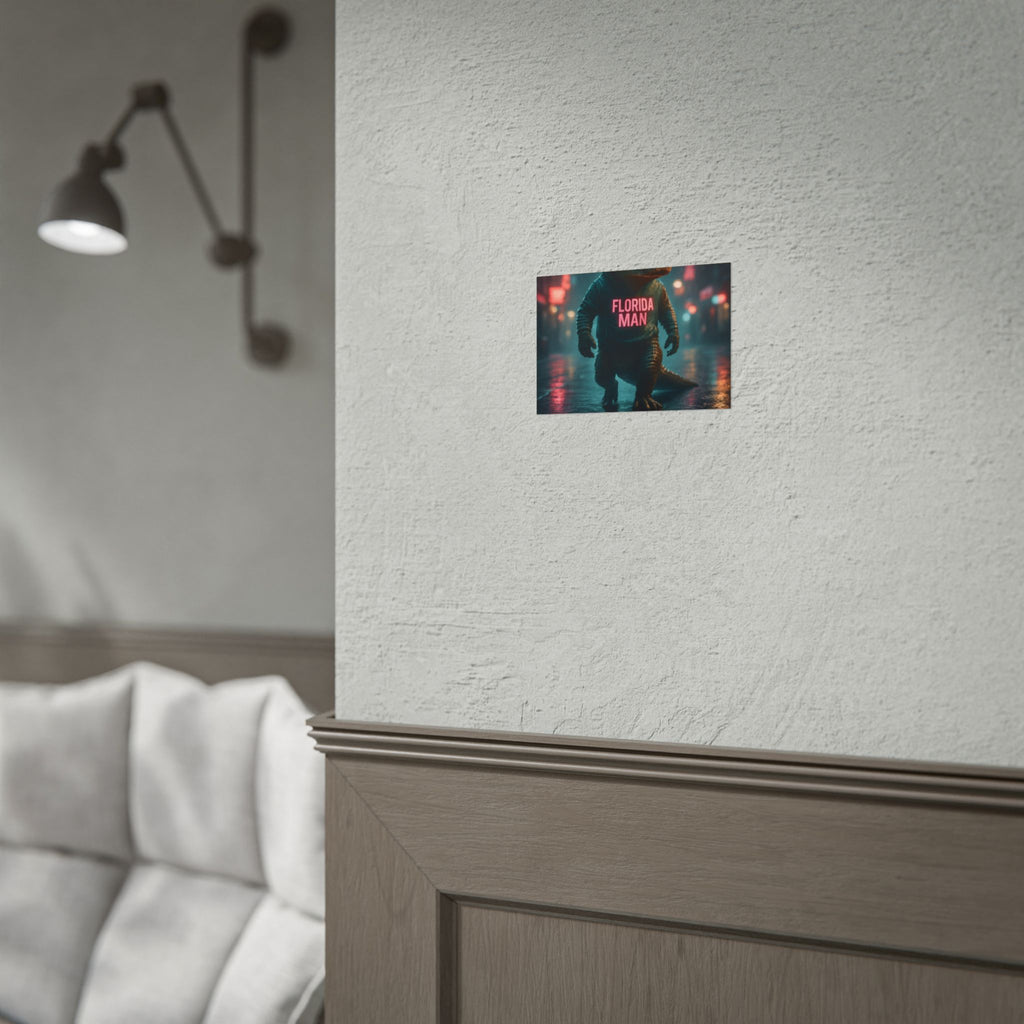 Rolled Posters - Florida Man Gaming Alligator Cyberpunk 3D Render