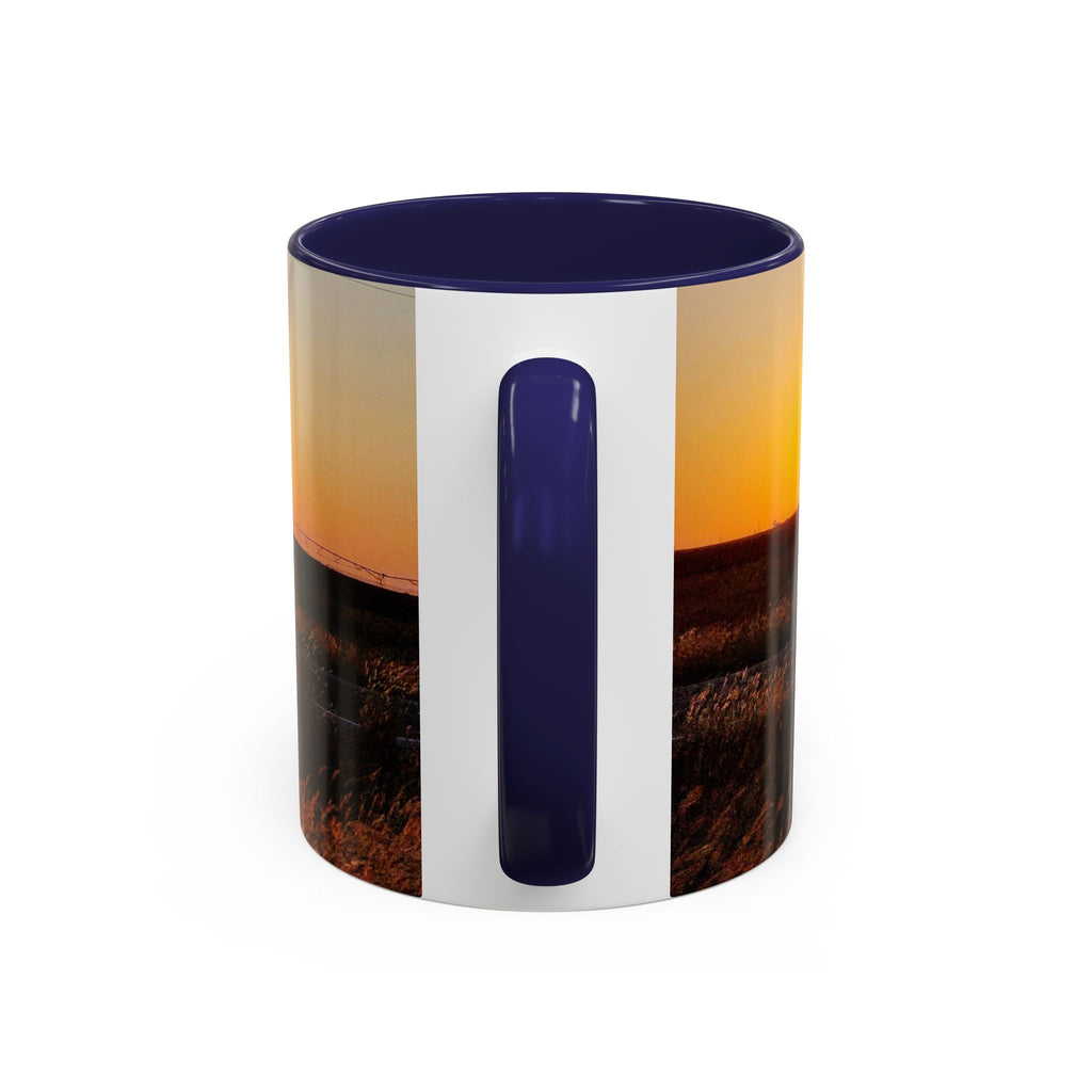 Sunset Prairie Accent Coffee Mug — Warm Sunrise Landscape 11/15oz