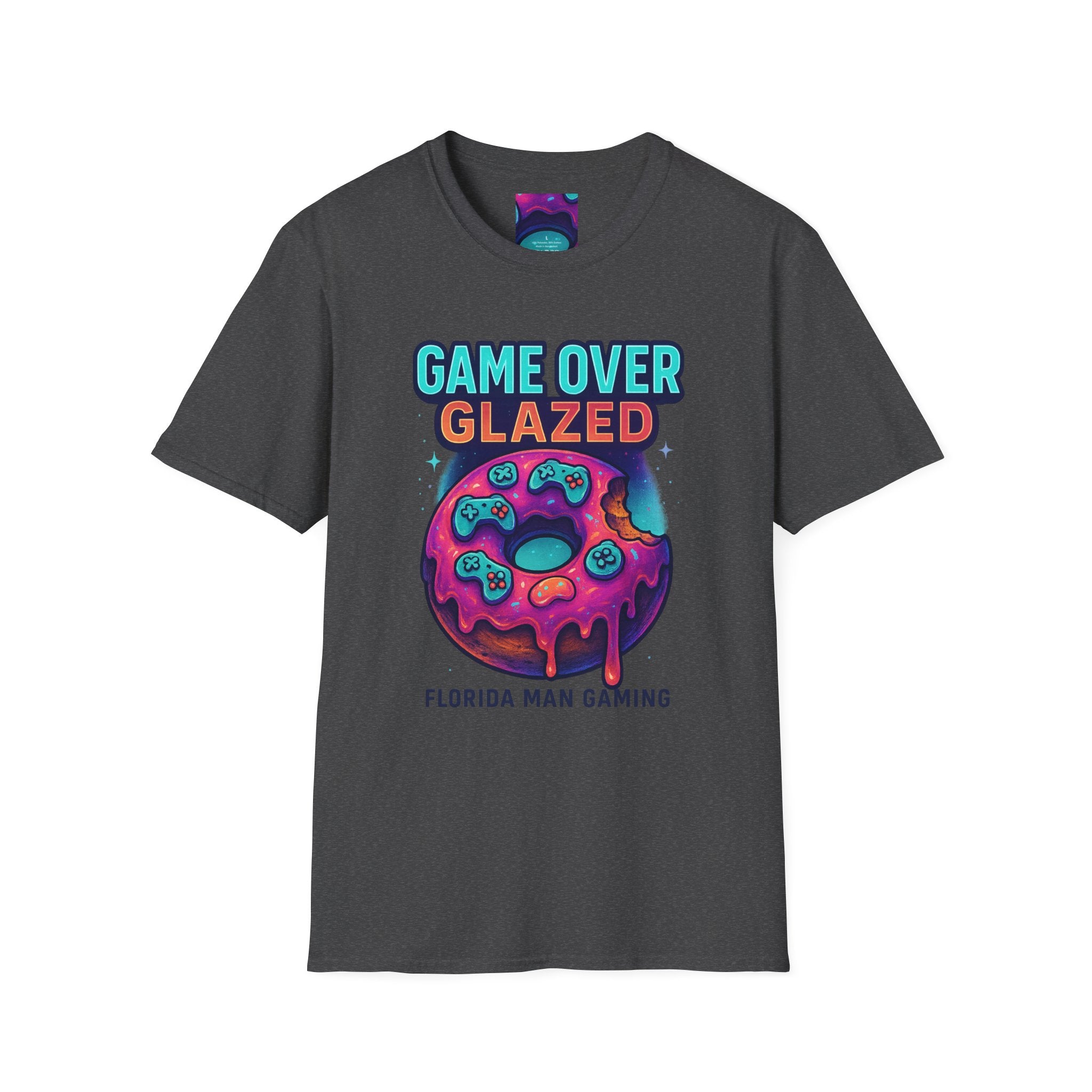 Retro Gamer Donut T-Shirt - Fun Gaming Tee, Unisex Softstyle, Perfect for Gamers, Gaming Events, Birthday Gifts, Casual Wear