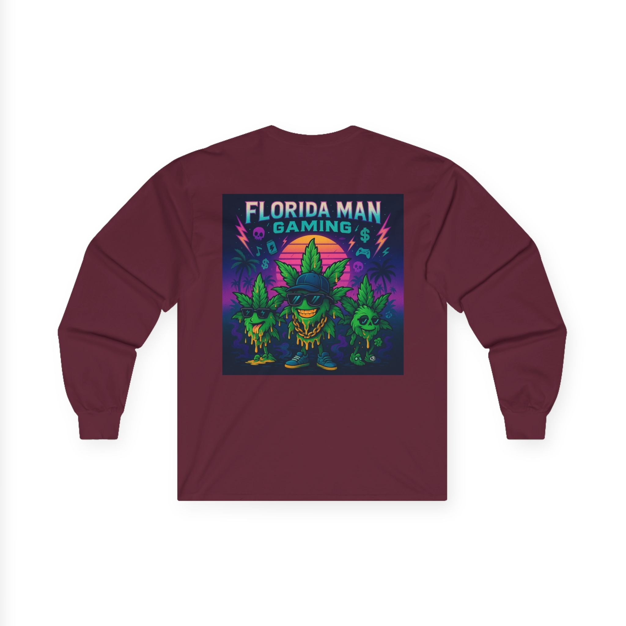 Florida Man Gaming Long Sleeve Tee - Unisex Cotton Shirt for Gamers, Halloween, Gift, Streetwear, Weed Culture