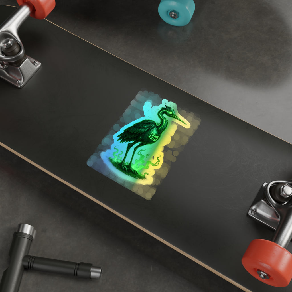 Holographic Crane Die-Cut Stickers | Unique Skateboard Decor, Artful Journaling, Vibrant Gifts for Nature Lovers, Party Favors