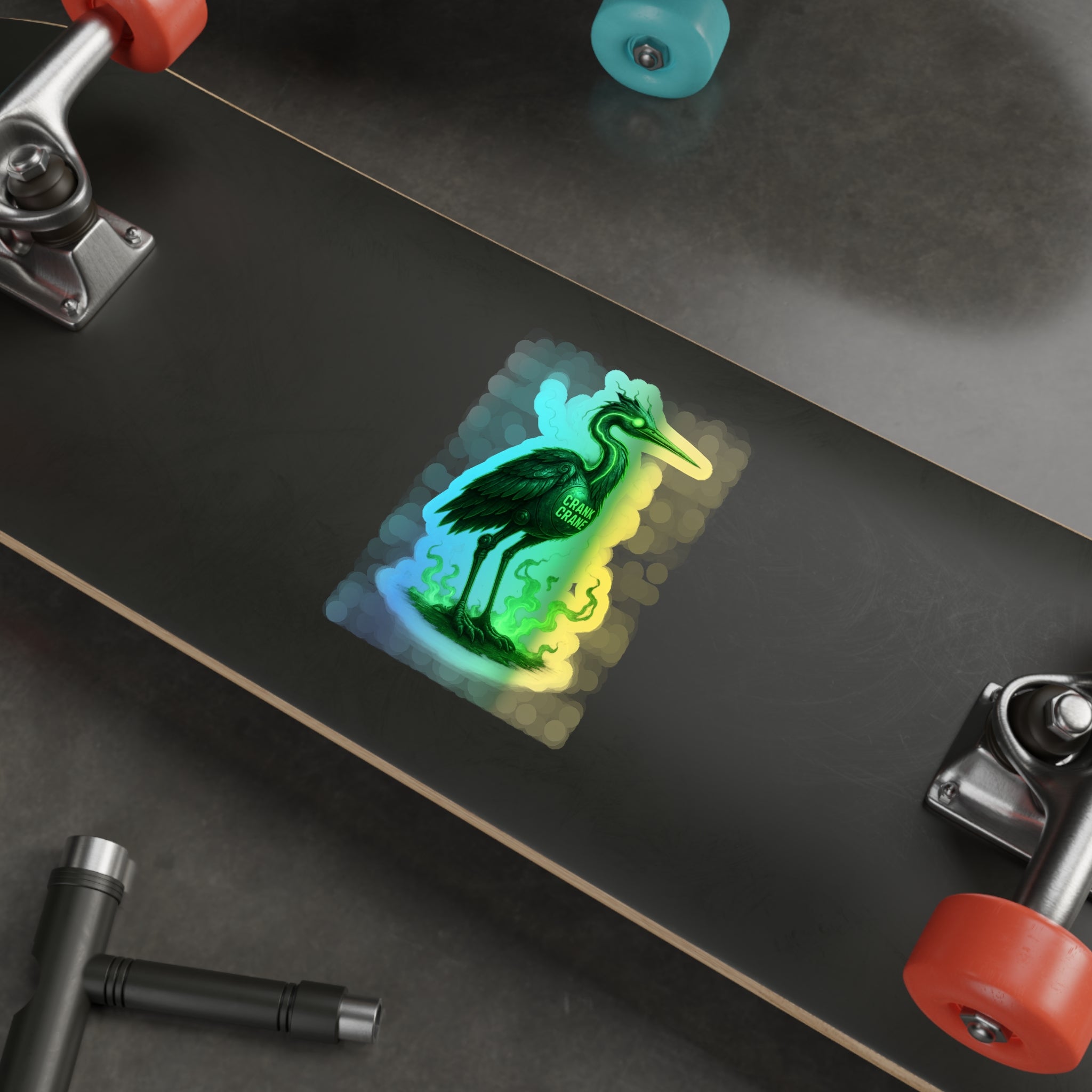 Holographic Crane Die-Cut Stickers | Unique Skateboard Decor, Artful Journaling, Vibrant Gifts for Nature Lovers, Party Favors