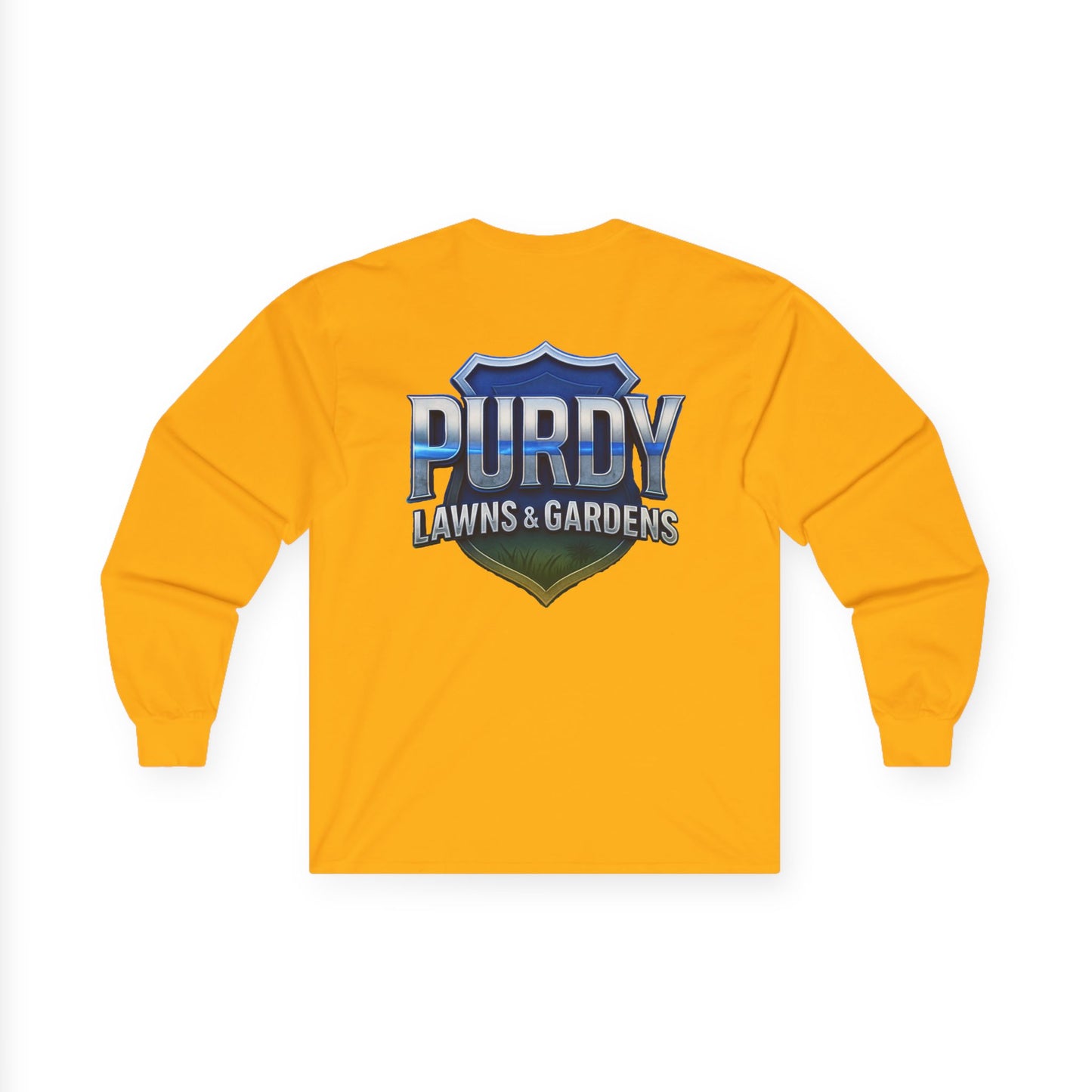 Purdy Lawns & Gardens Long Sleeve Tee, Gardening Shirt, Lawn Care Apparel, Casual Workwear, Unisex Garden Tee, Personalized Gift