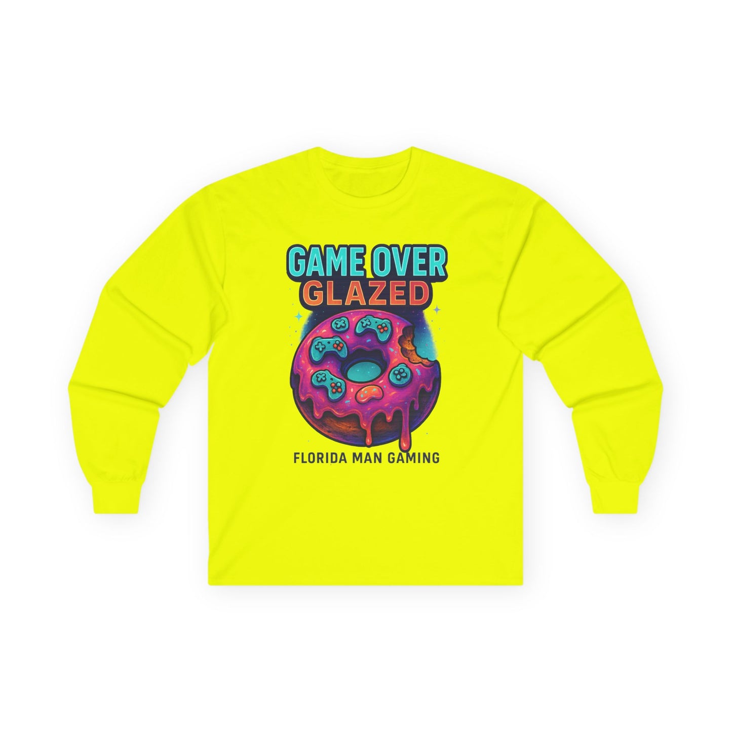 Game Over Glazed Gaming Long Sleeve Tee, Gamer Shirt, Unisex Cotton Tee, Video Game Gift, Retro Gaming Apparel, Fun Gift for Gamers