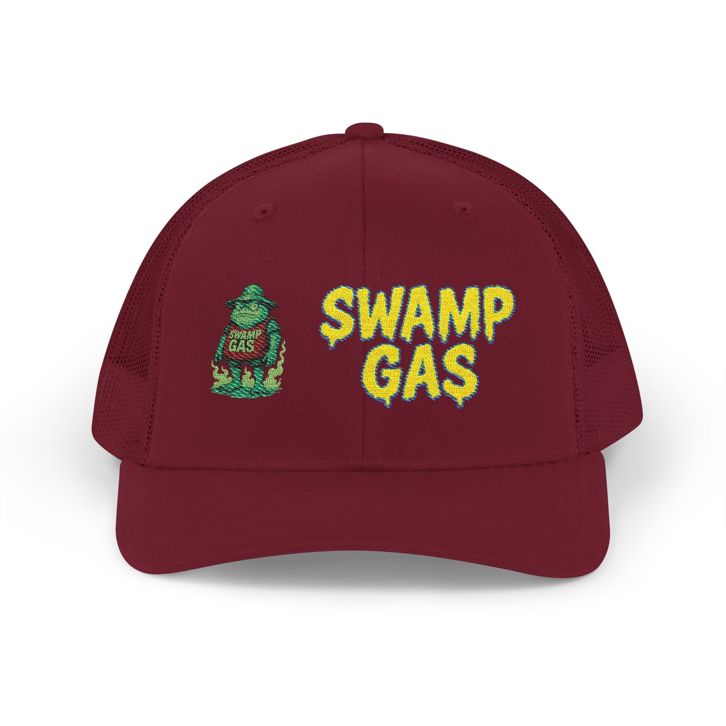 Swamp Gas Snapback Trucker Cap, Fun Summer Hat, Casual Outdoor Cap, Unique Gift for Him/Her, Festival Headwear, Retro Style Cap