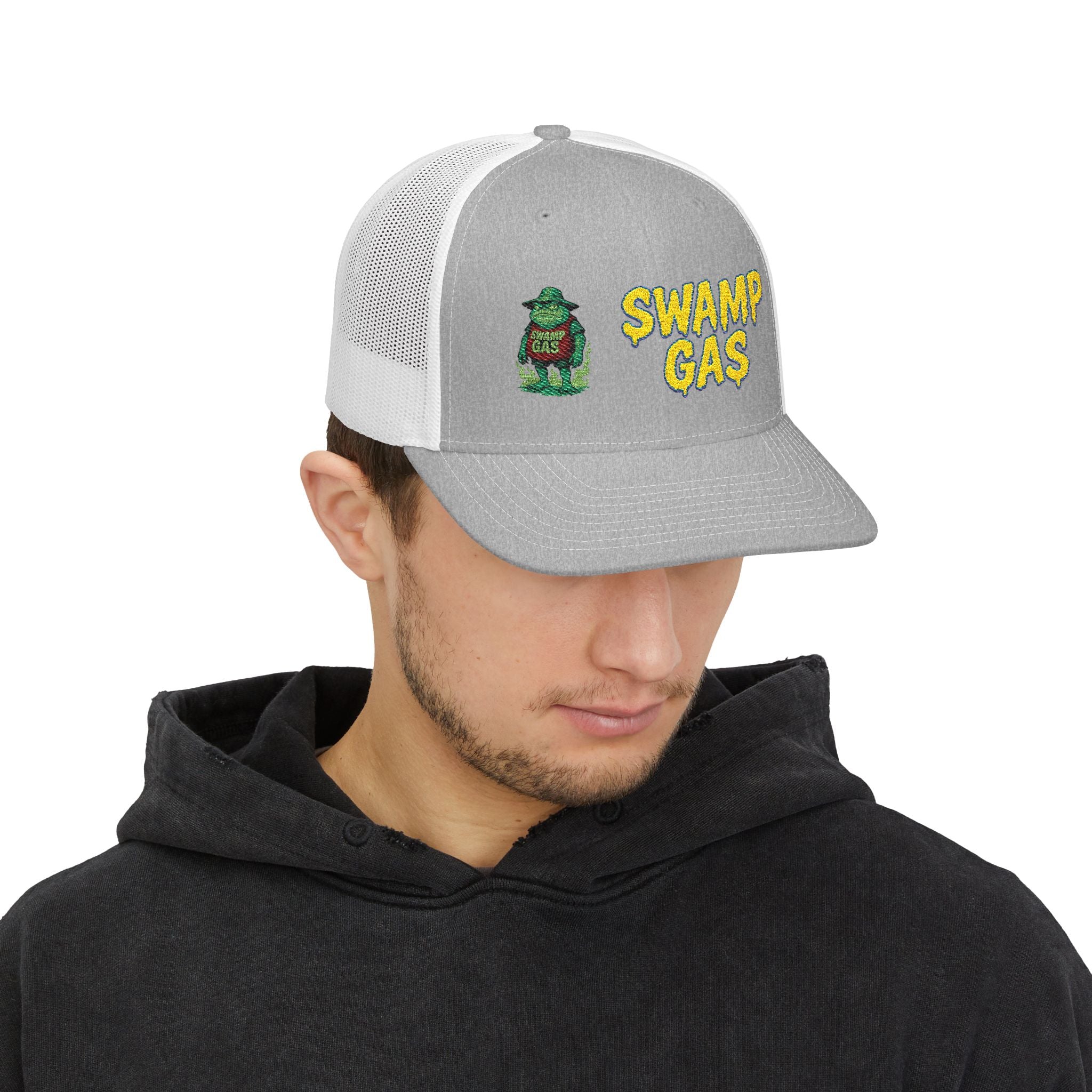 Swamp Gas Snapback Trucker Cap, Fun Summer Hat, Casual Outdoor Cap, Unique Gift for Him/Her, Festival Headwear, Retro Style Cap