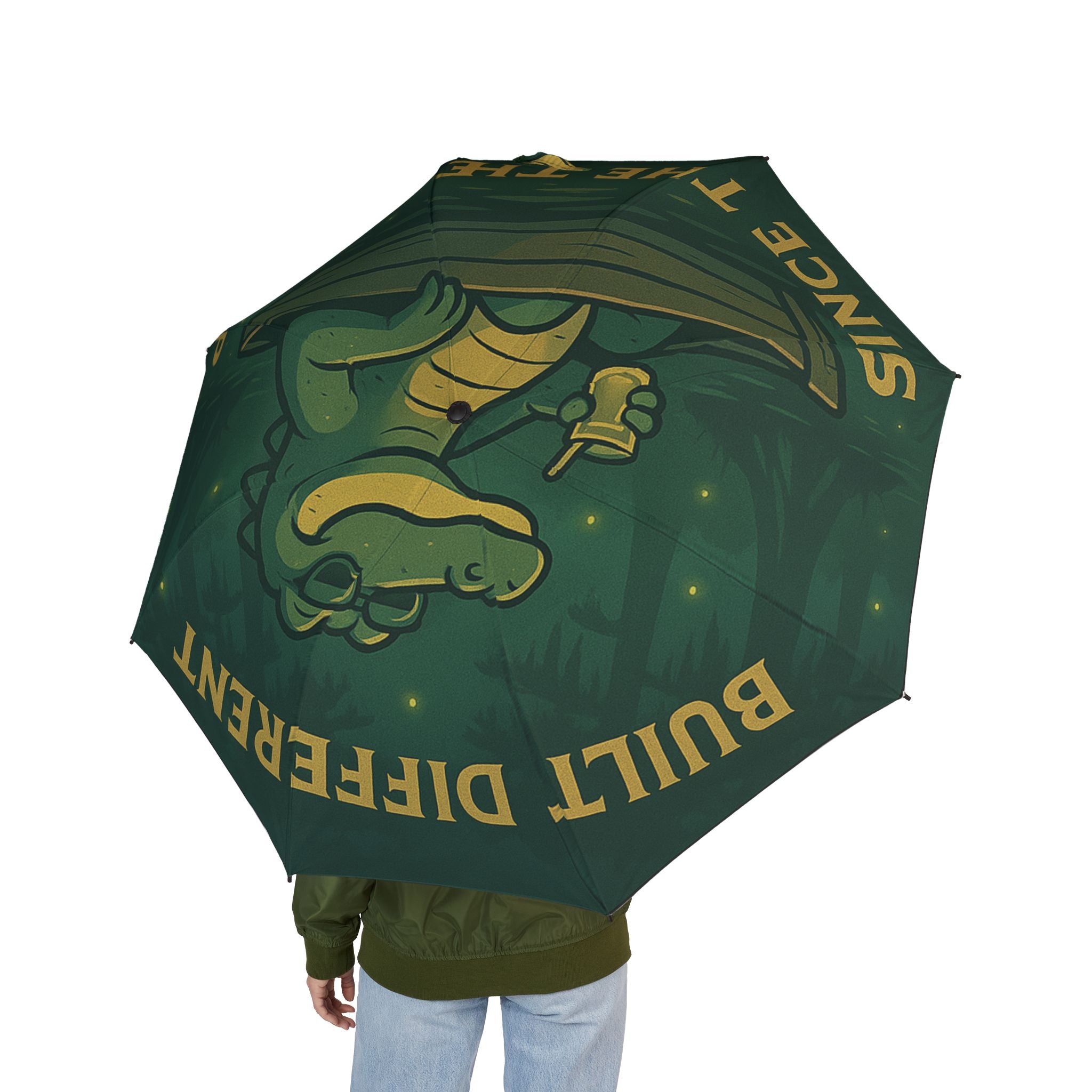 Foldable Umbrella — 'Different Since It Swamp' Alligator Graphic Compact Umbrella