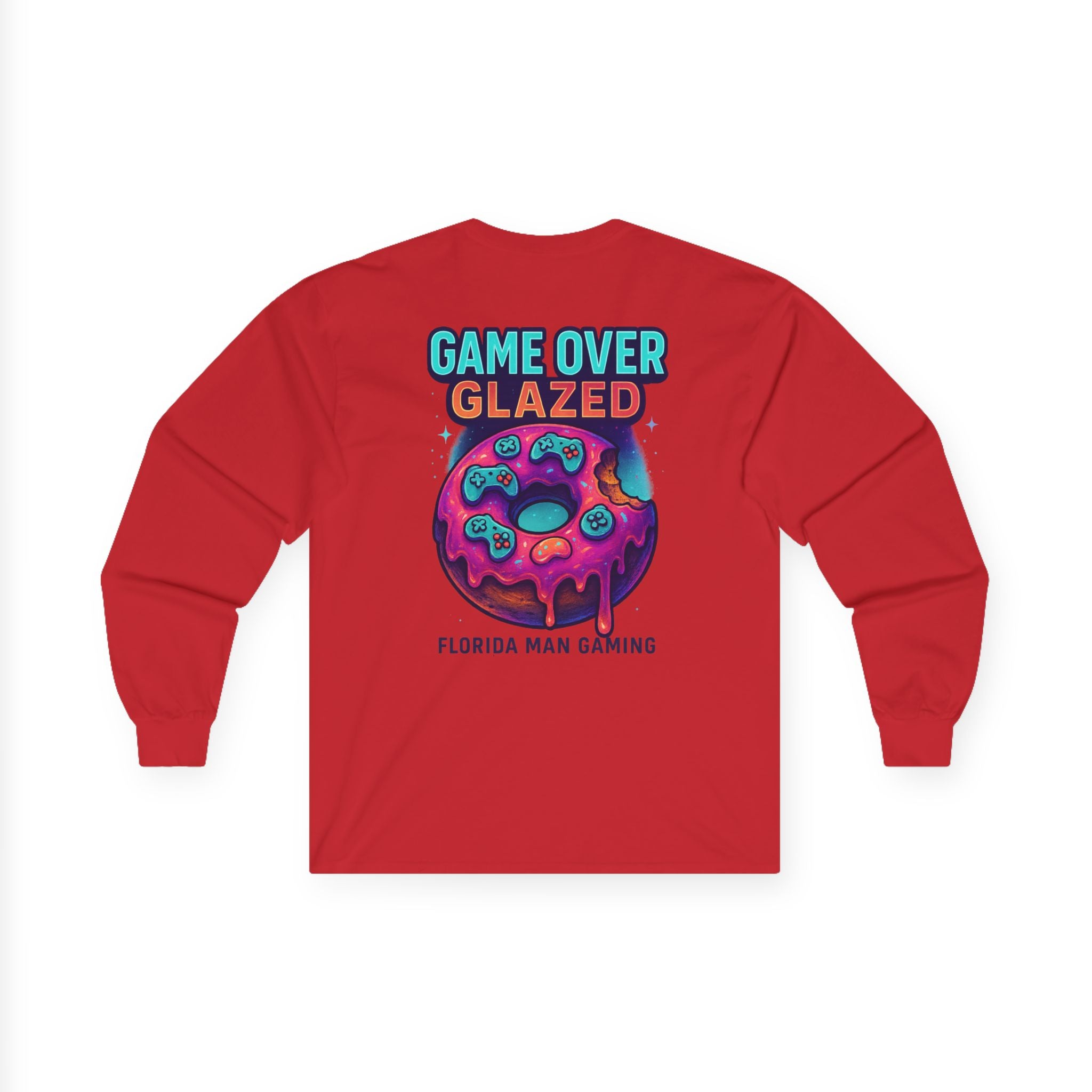 Game Over Glazed Gaming Long Sleeve Tee, Gamer Shirt, Unisex Cotton Tee, Video Game Gift, Retro Gaming Apparel, Fun Gift for Gamers