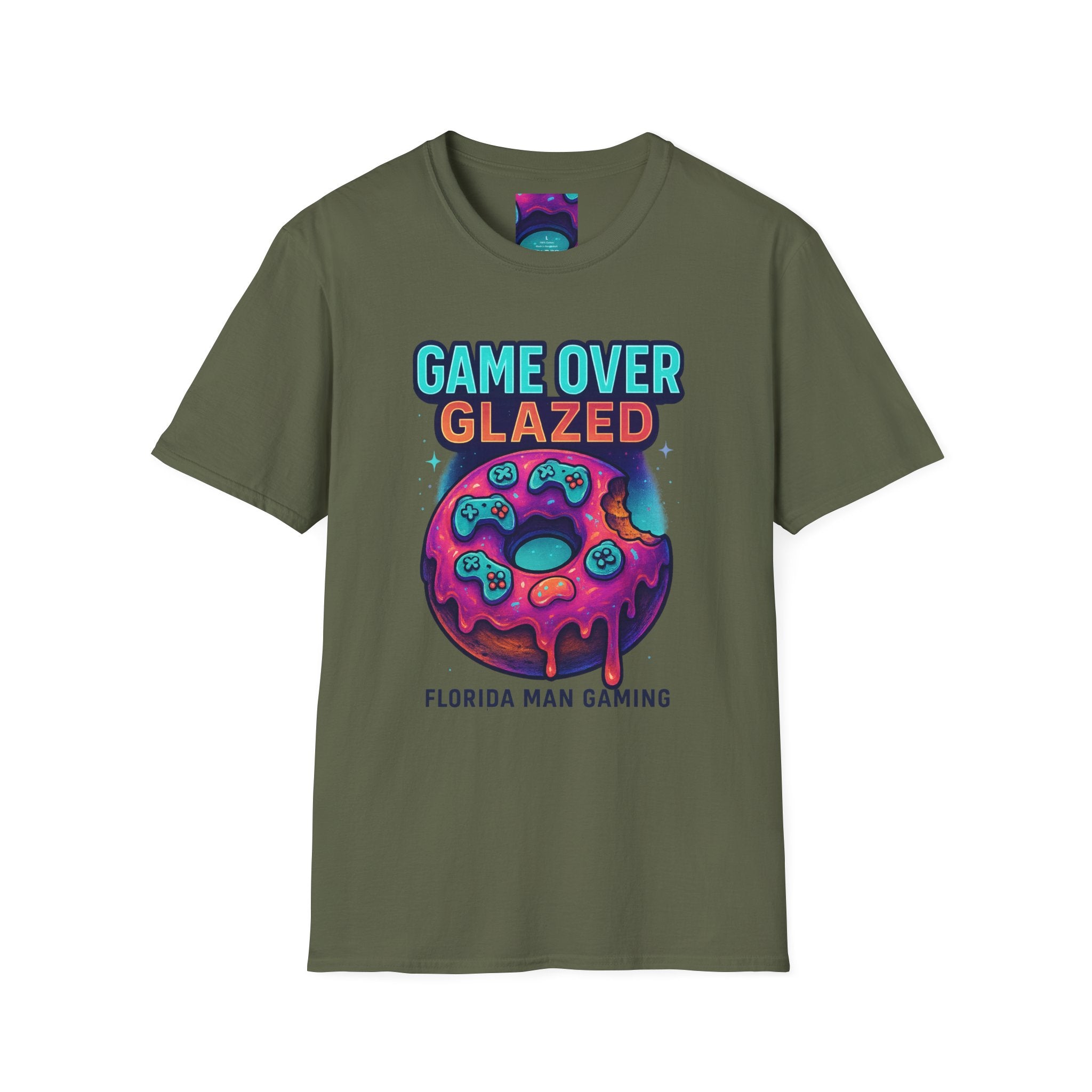 Retro Gamer Donut T-Shirt - Fun Gaming Tee, Unisex Softstyle, Perfect for Gamers, Gaming Events, Birthday Gifts, Casual Wear