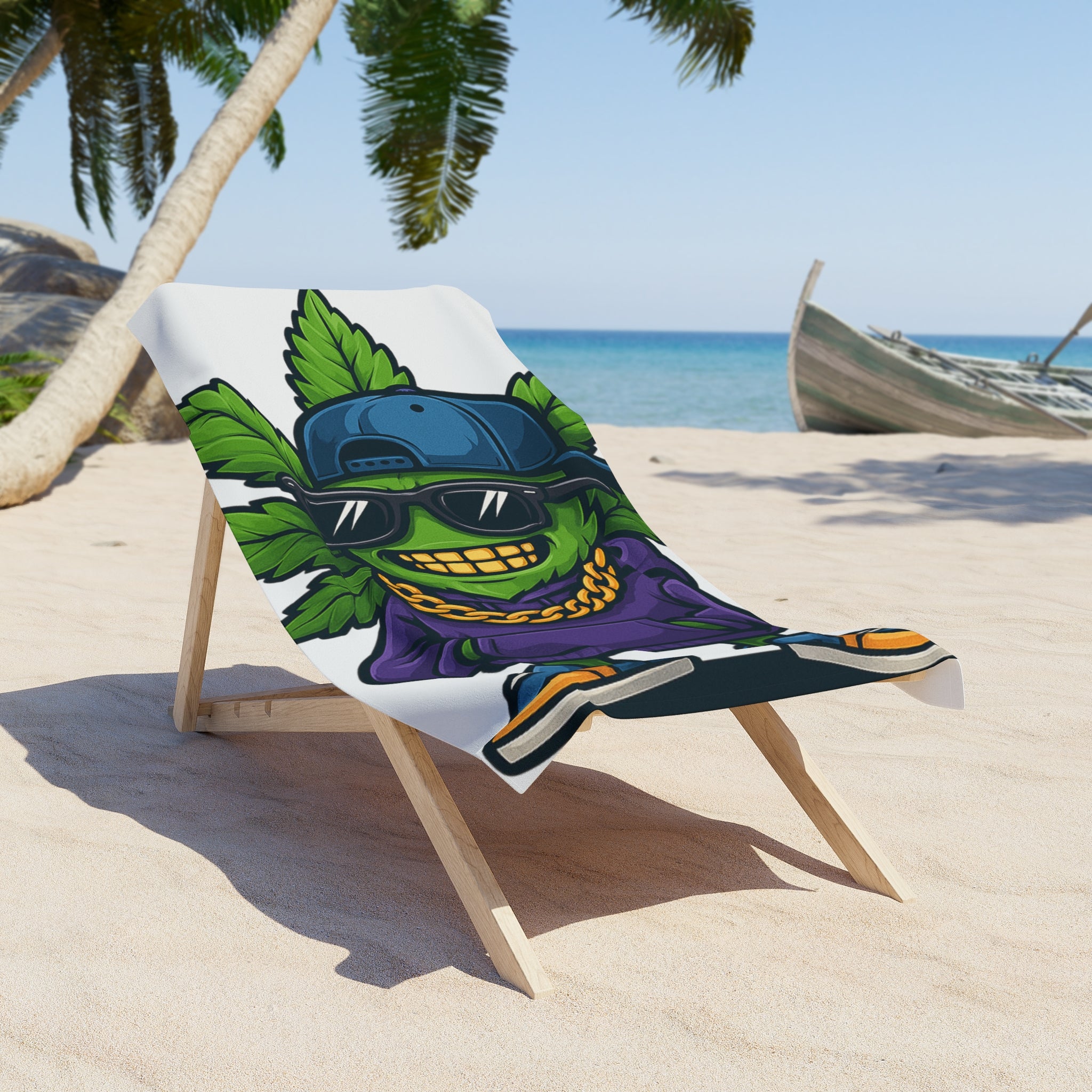 Chill Vibes Beach Towel with Funky Skull Design, Summer Essential, Gift for Beach Lovers, Poolside Fun, Cool Outdoor Accessory