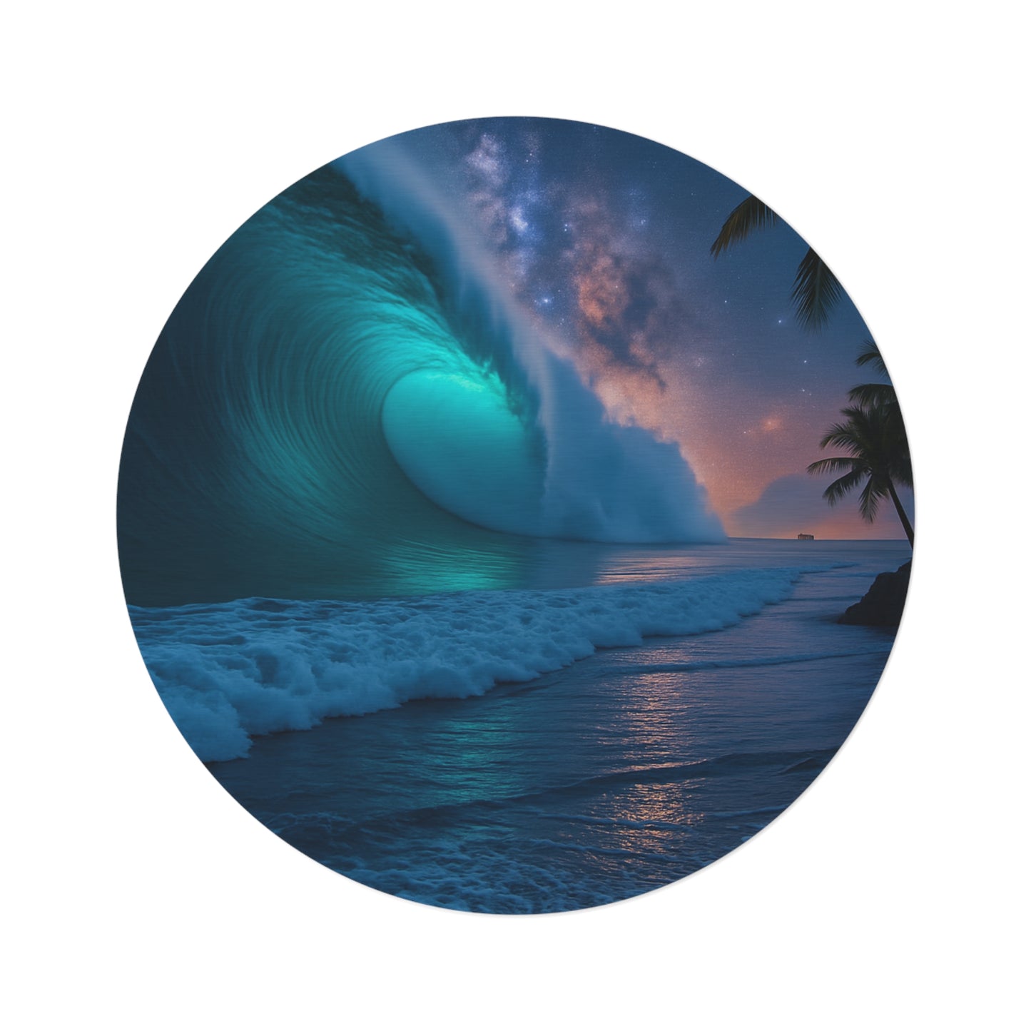 Ocean Wave Round Rug | Coastal Home Decor, Beach House, Living Room, Bohemian Style, Gift Idea