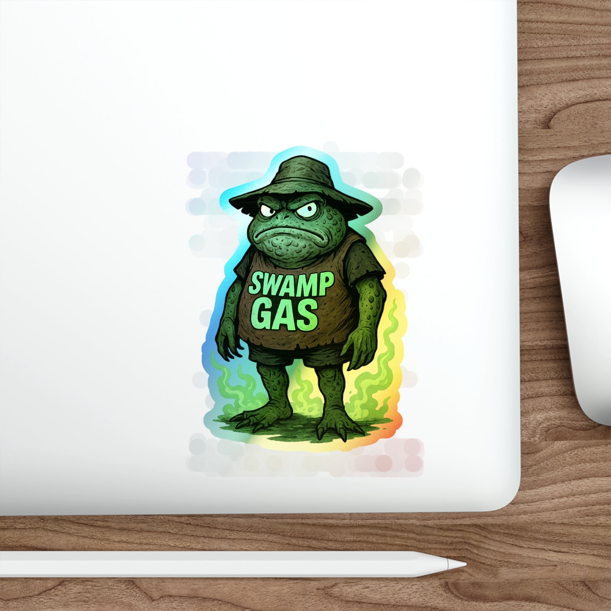 Holographic Swamp Gas Stickers - Fun Skateboard Decals, Colorful Art Stickers, Unique Party Favors, Cute Holographic Stickers
