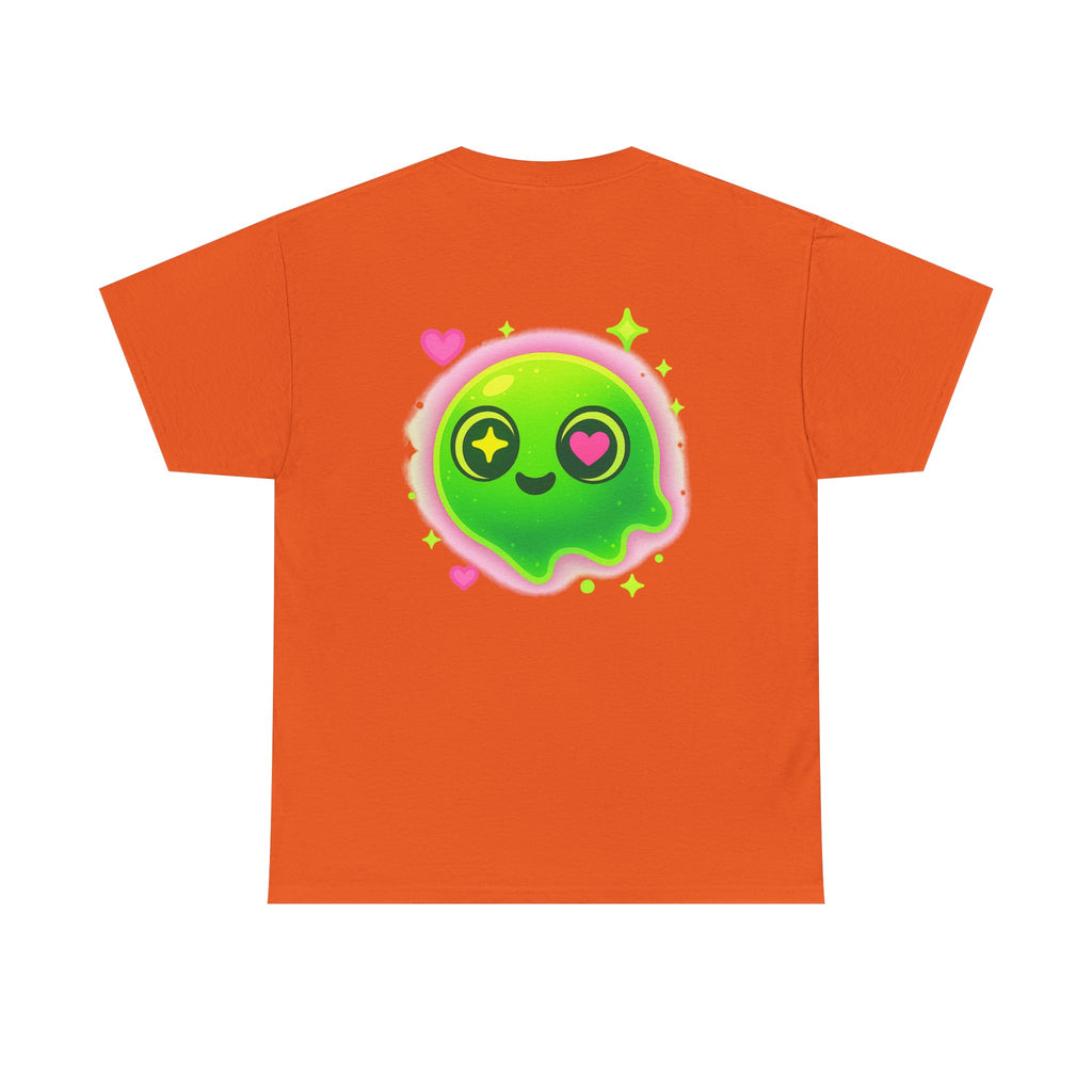 Neon Green Blob Unisex Tee - Cute Cartoonish Design with Hearts and Stars