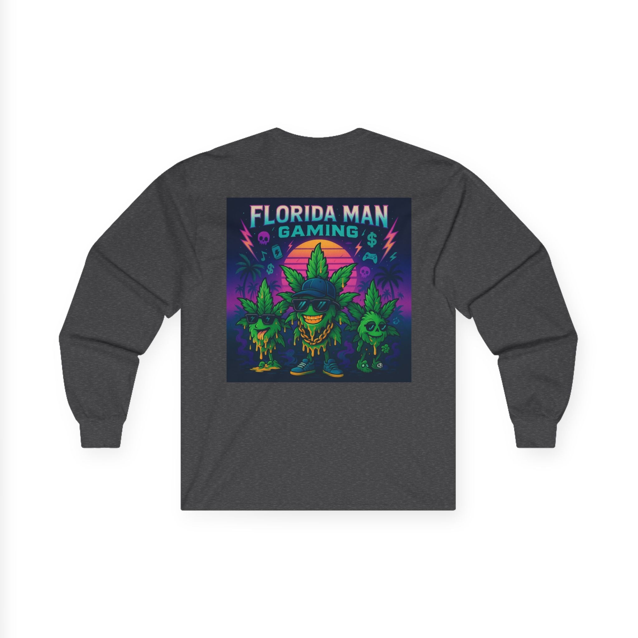 Florida Man Gaming Long Sleeve Tee - Unisex Cotton Shirt for Gamers, Halloween, Gift, Streetwear, Weed Culture