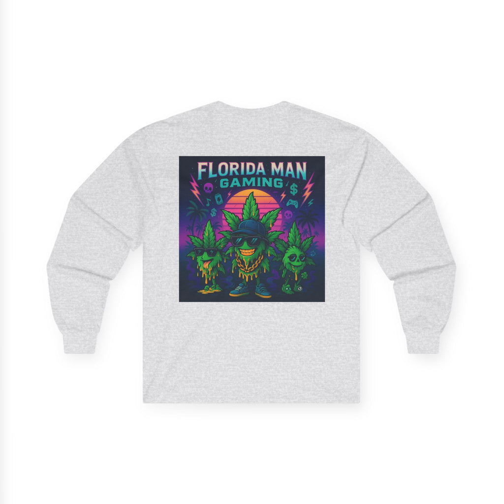 Florida Man Gaming Long Sleeve Tee - Unisex Cotton Shirt for Gamers, Halloween, Gift, Streetwear, Weed Culture