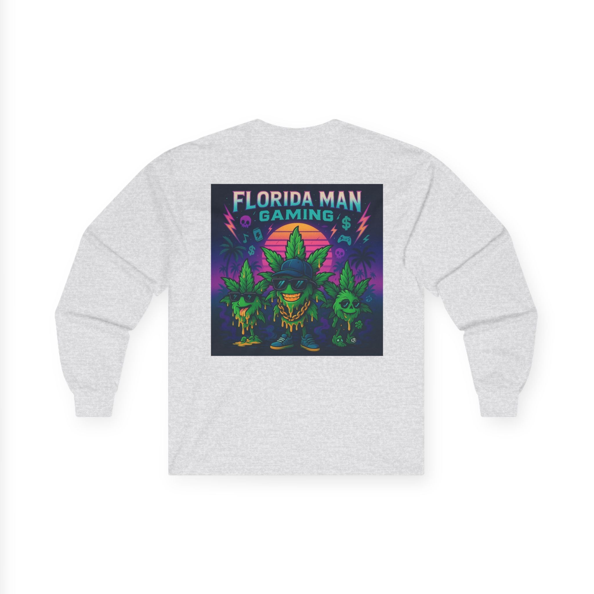 Florida Man Gaming Long Sleeve Tee - Unisex Cotton Shirt for Gamers, Halloween, Gift, Streetwear, Weed Culture