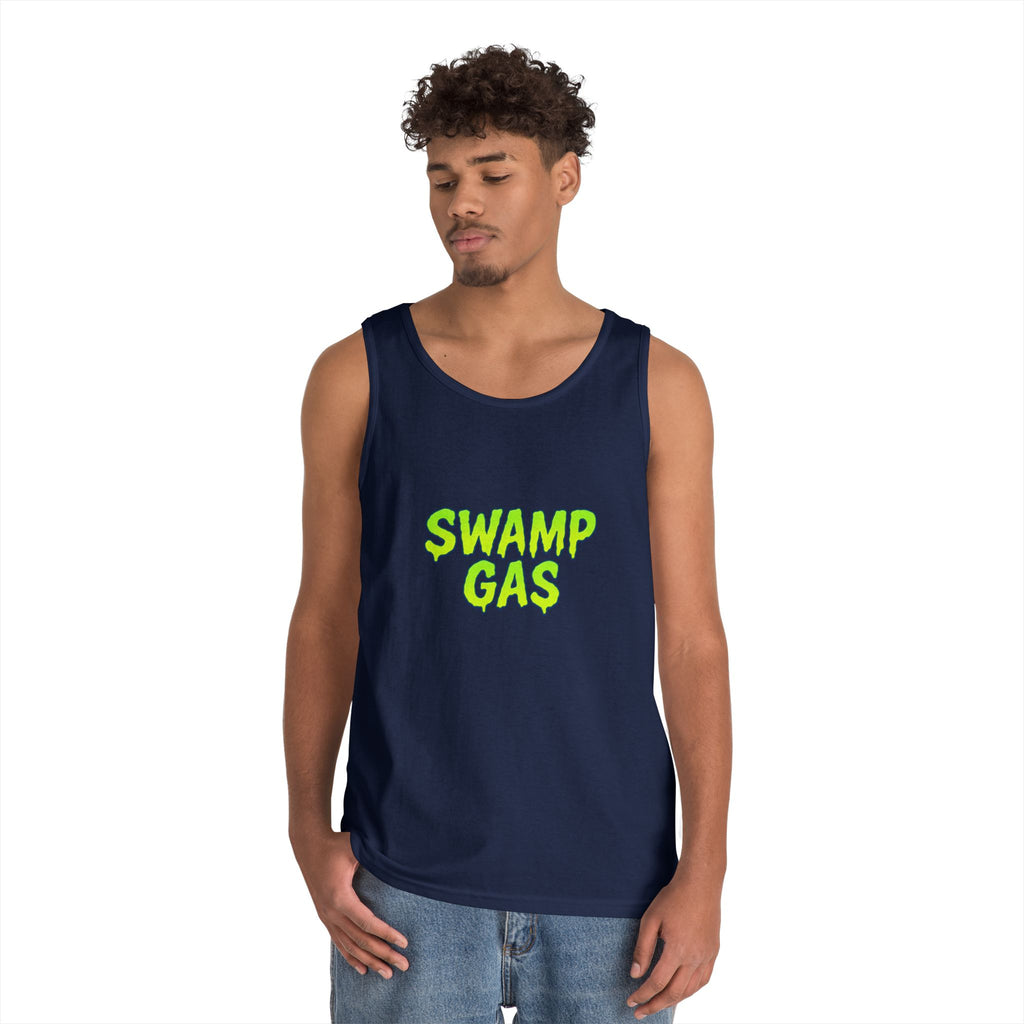 Swamp Gas Unisex Heavy Cotton Tank Top - Fun Summer Wear, Graphic Tee for Parties, Gifts, Halloween, Outdoor Events, Festival Apparel