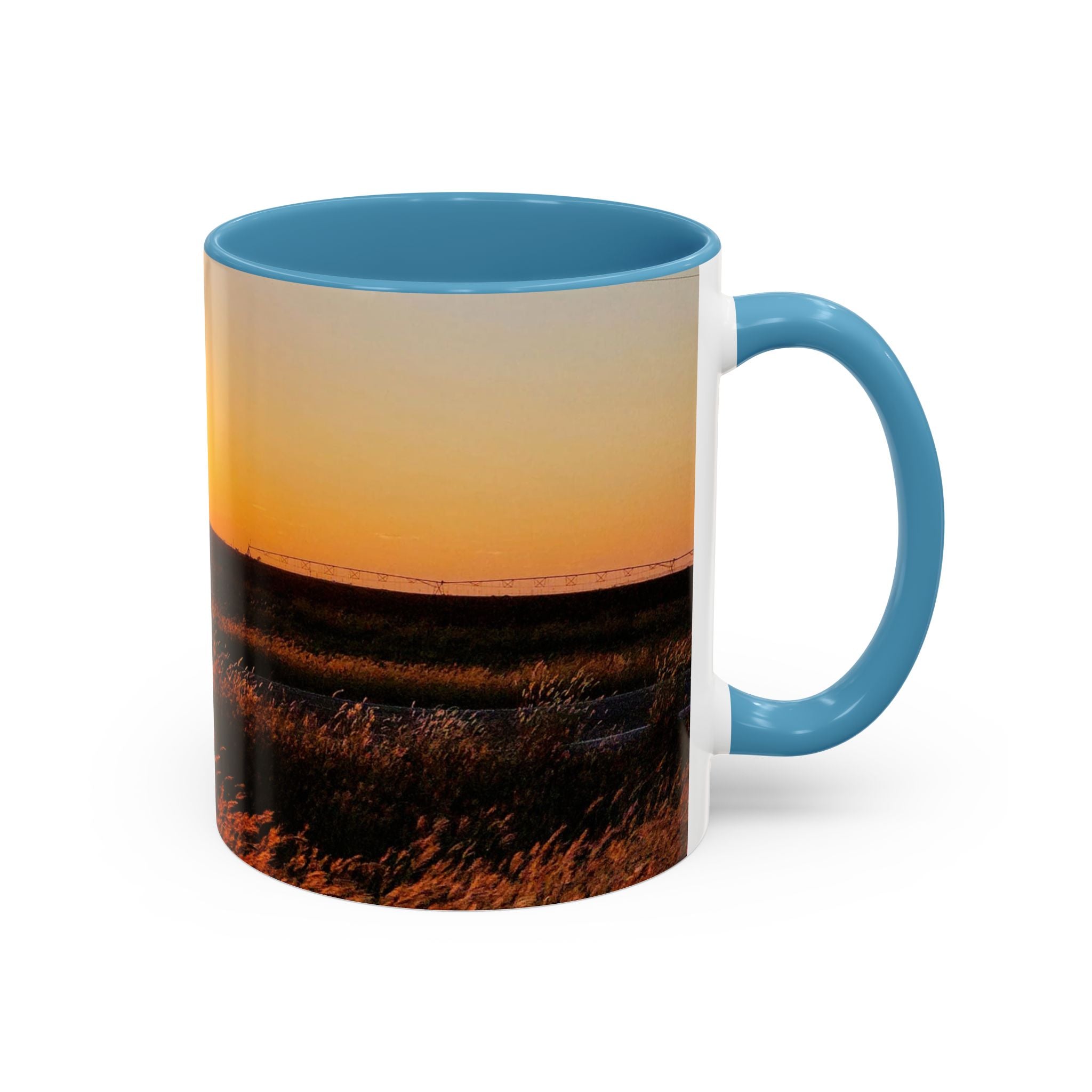 Sunset Prairie Accent Coffee Mug — Warm Sunrise Landscape 11/15oz