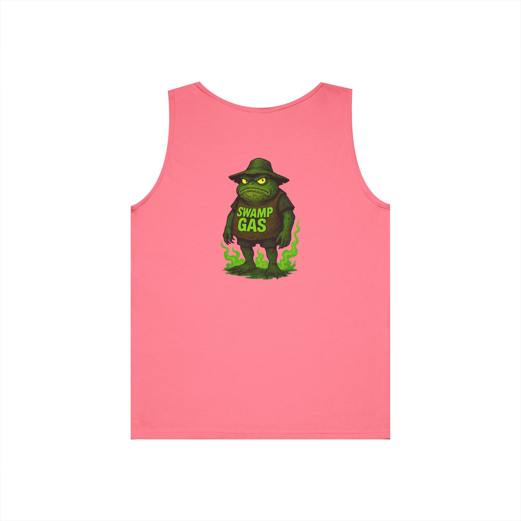 Swamp Gas Unisex Heavy Cotton Tank Top - Fun Summer Wear, Graphic Tee for Parties, Gifts, Halloween, Outdoor Events, Festival Apparel