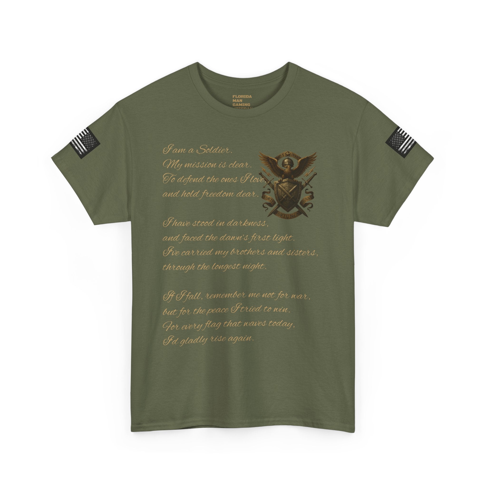 Mos Invicta Military Tribute Tee — 'Fortes Fortuna Iuvat' Tactical Veteran Shirt