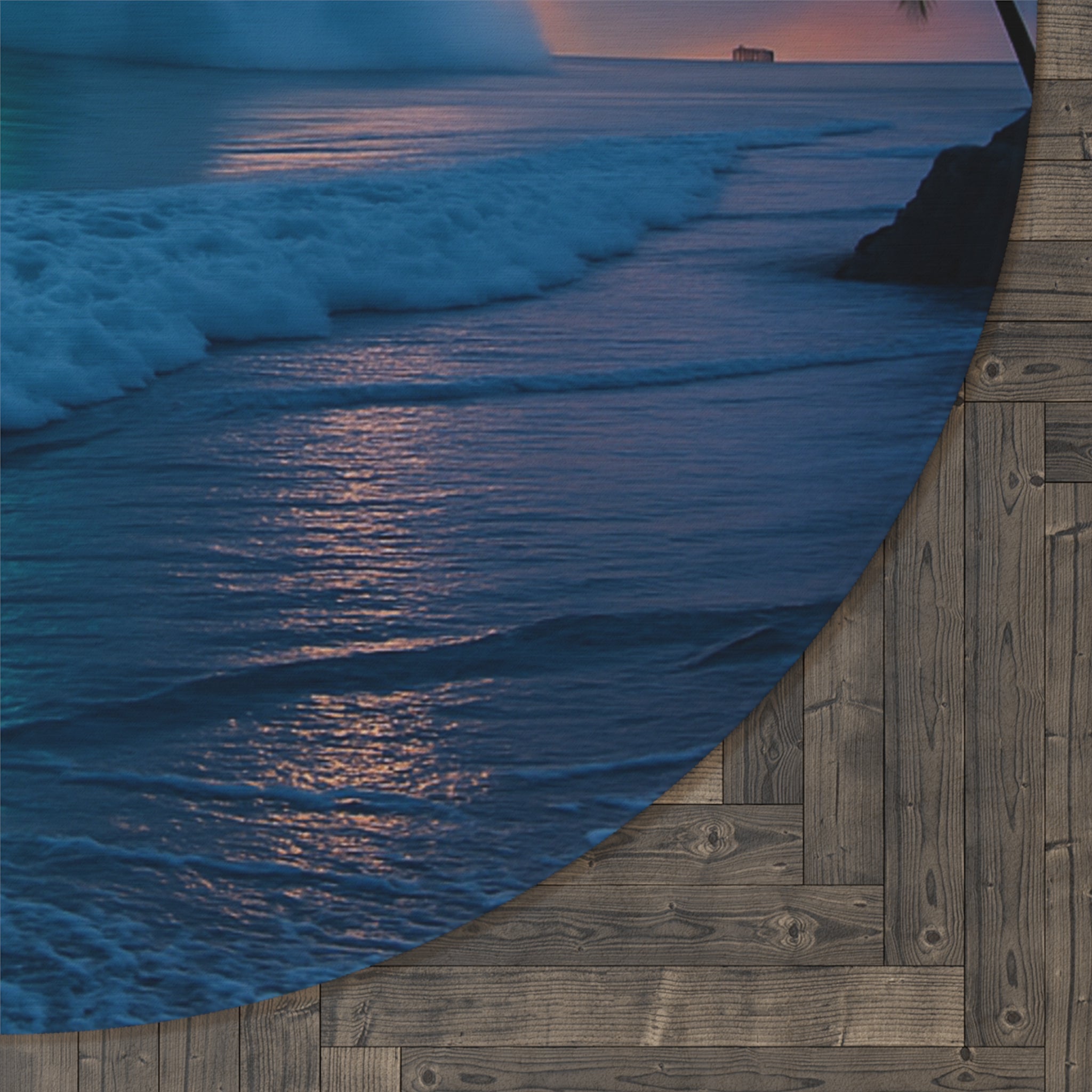 Ocean Wave Round Rug | Coastal Home Decor, Beach House, Living Room, Bohemian Style, Gift Idea