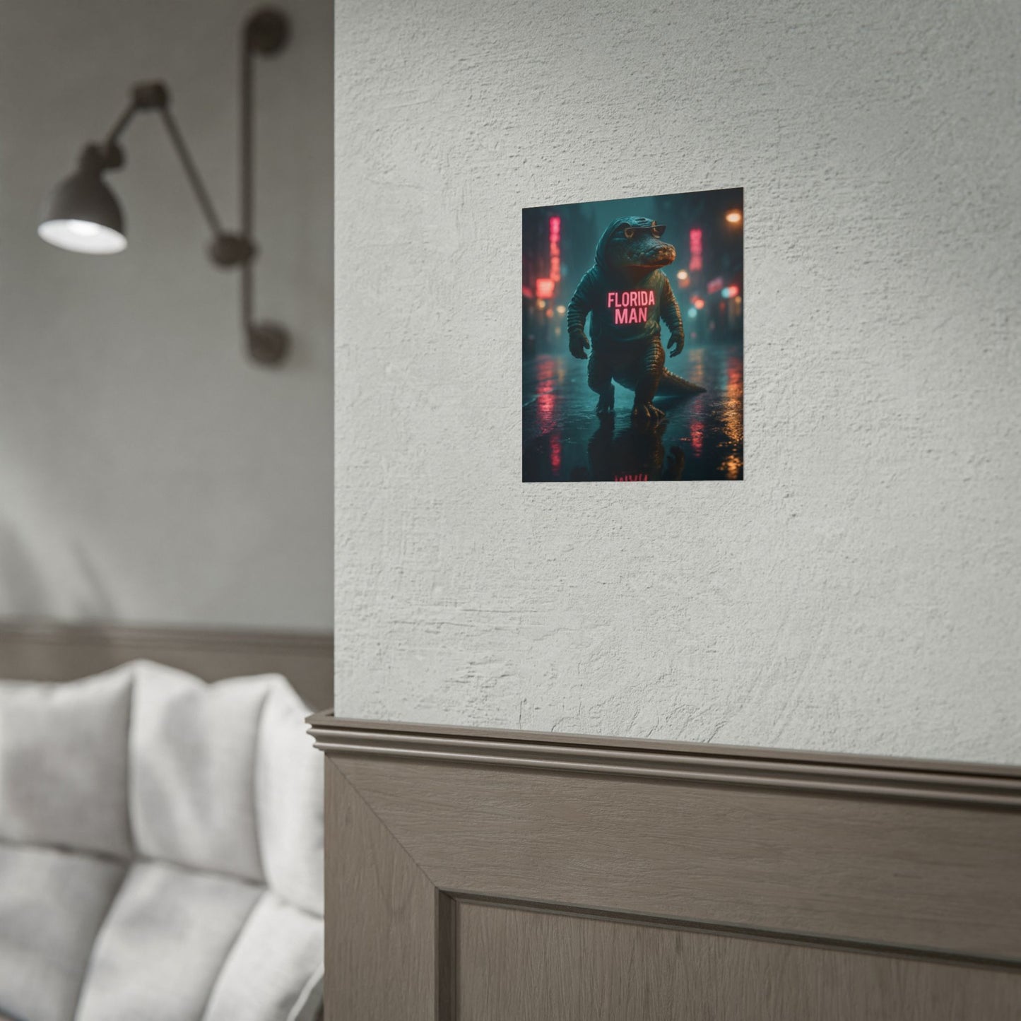 Rolled Posters - Florida Man Gaming Alligator Cyberpunk 3D Render