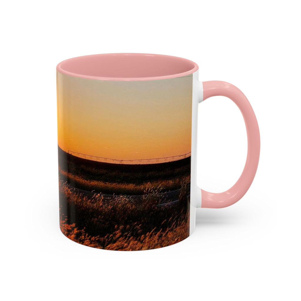 Sunset Prairie Accent Coffee Mug — Warm Sunrise Landscape 11/15oz