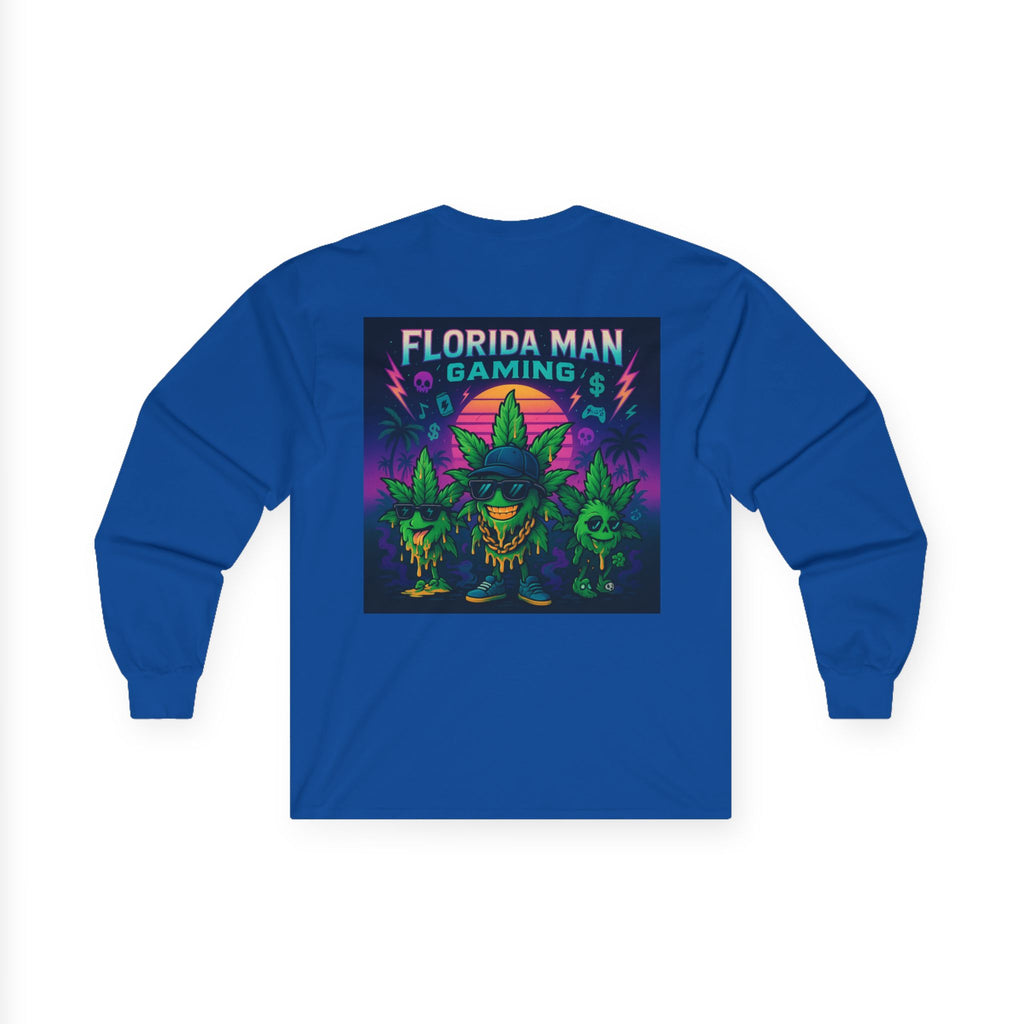 Florida Man Gaming Long Sleeve Tee - Unisex Cotton Shirt for Gamers, Halloween, Gift, Streetwear, Weed Culture