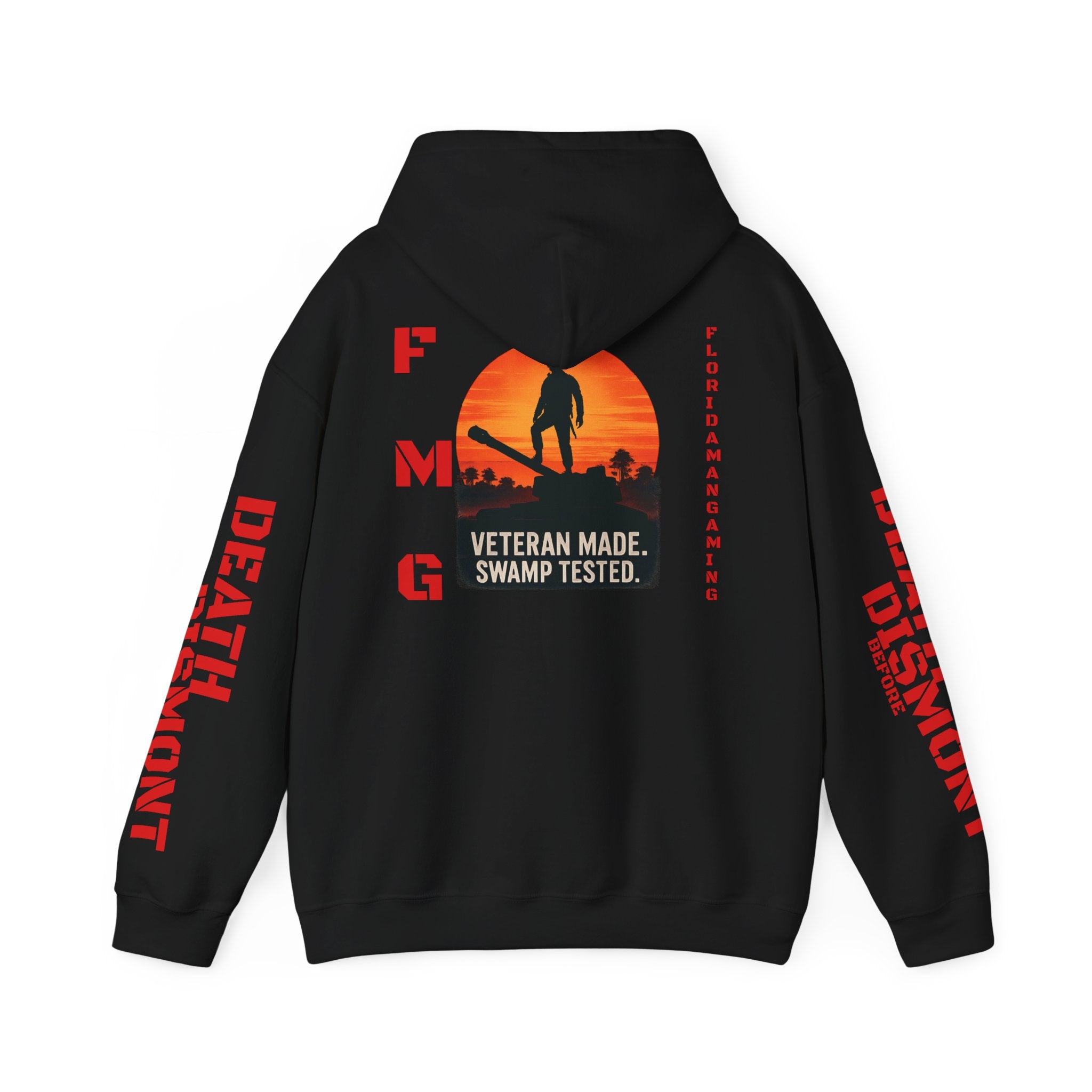 Veteran Made Swamp Tested Hoodie — Military Outdoors Sunset Hoodie