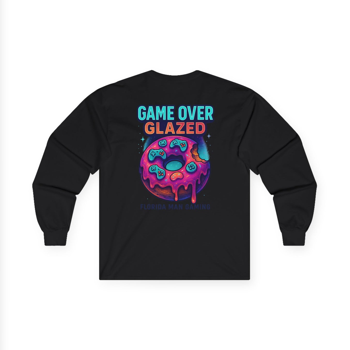 Game Over Glazed Gaming Long Sleeve Tee, Gamer Shirt, Unisex Cotton Tee, Video Game Gift, Retro Gaming Apparel, Fun Gift for Gamers