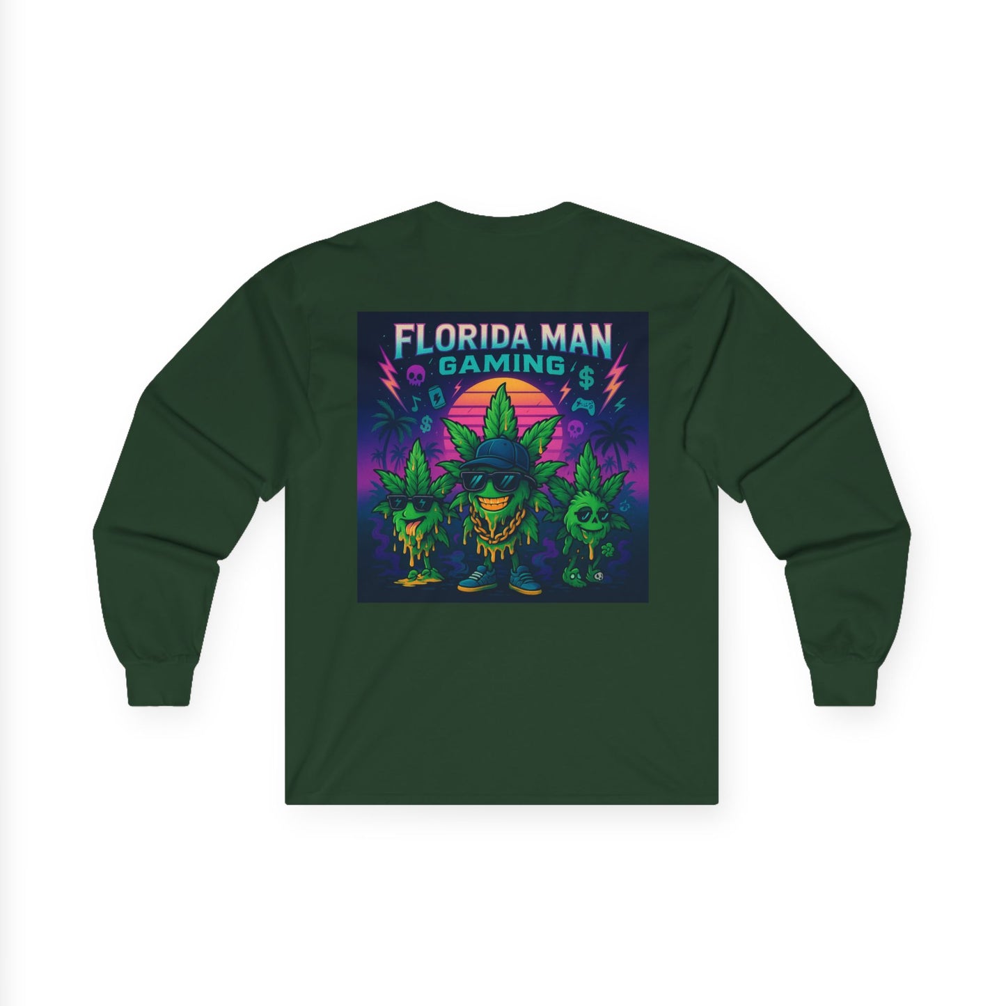 Florida Man Gaming Long Sleeve Tee - Unisex Cotton Shirt for Gamers, Halloween, Gift, Streetwear, Weed Culture