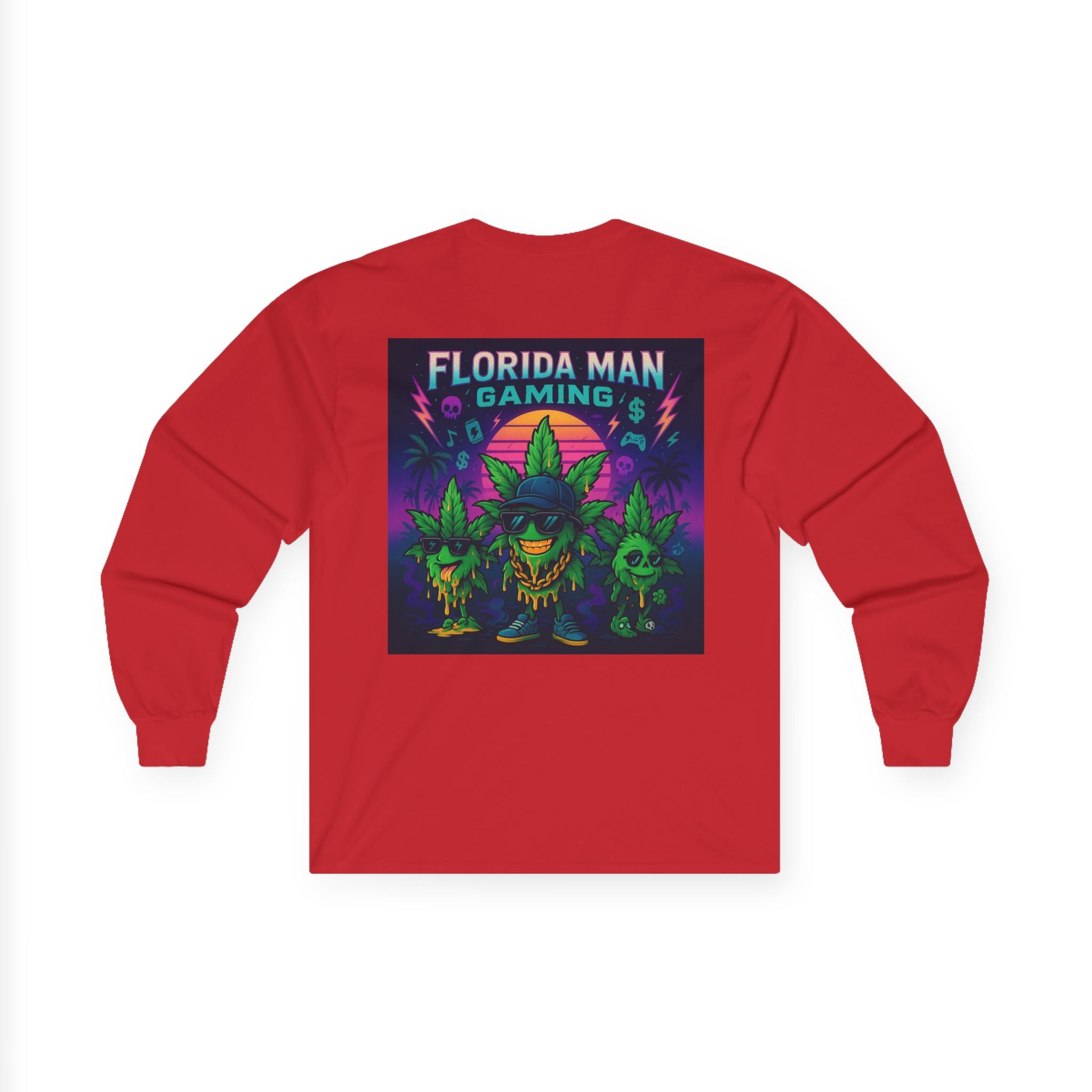 Florida Man Gaming Long Sleeve Tee - Unisex Cotton Shirt for Gamers, Halloween, Gift, Streetwear, Weed Culture