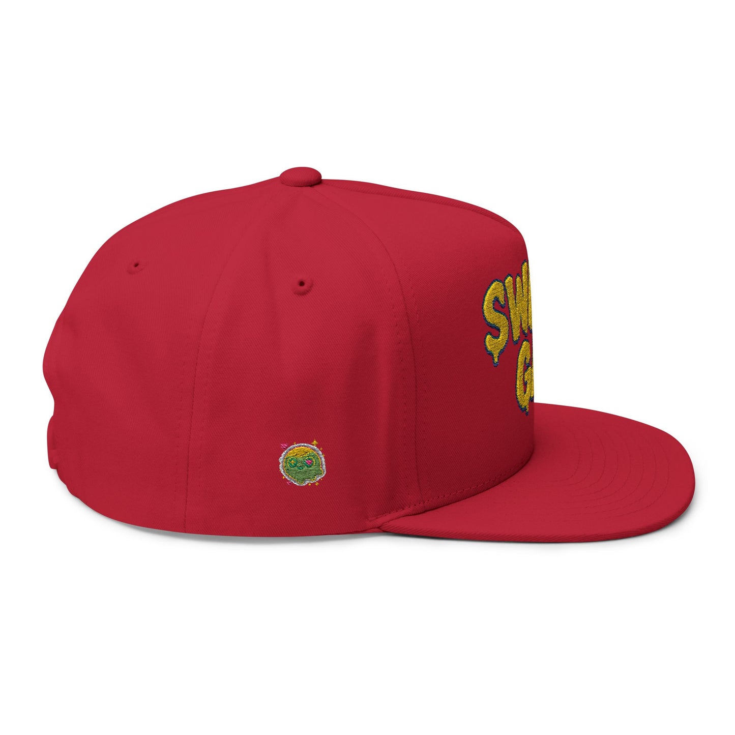 Swamp Gas Embroidered Flat Bill Cap | Trendy Snapback, Gifts for Friends, Festival Wear, Streetwear Style, Summer Accessory