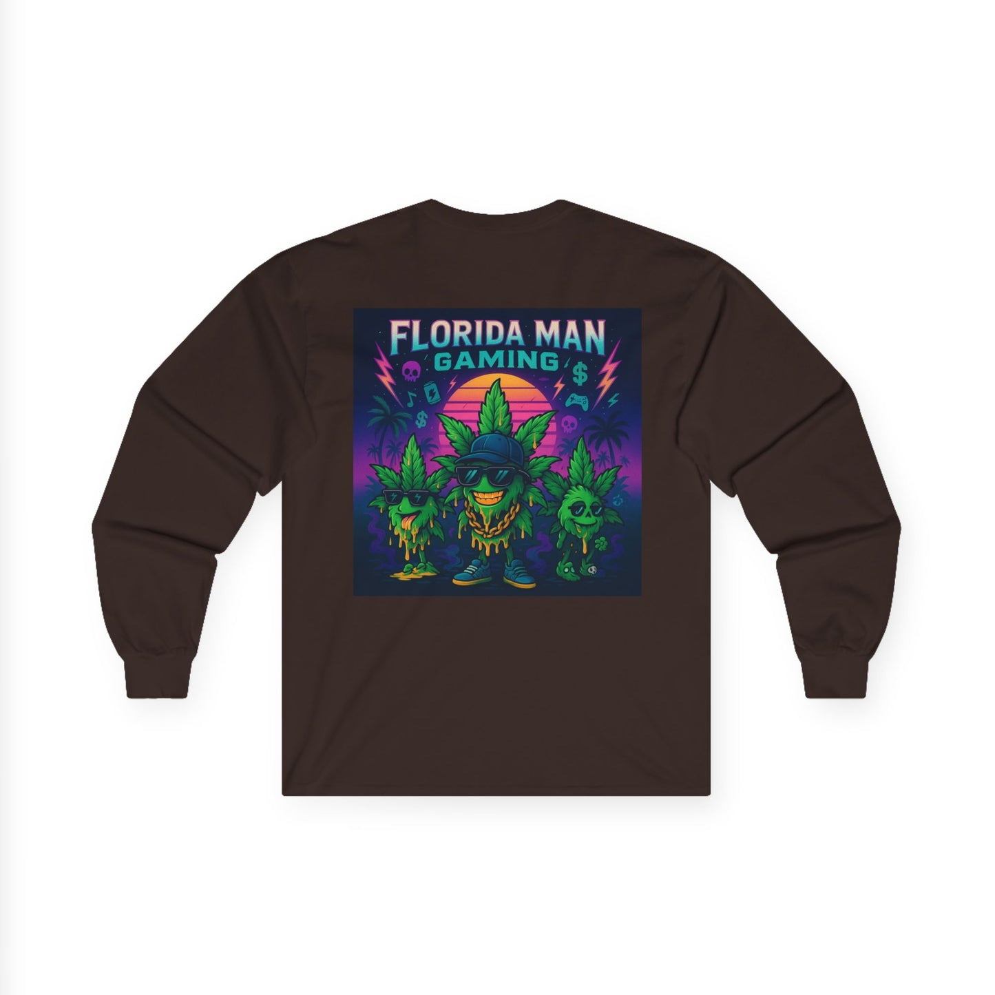 Florida Man Gaming Long Sleeve Tee - Unisex Cotton Shirt for Gamers, Halloween, Gift, Streetwear, Weed Culture
