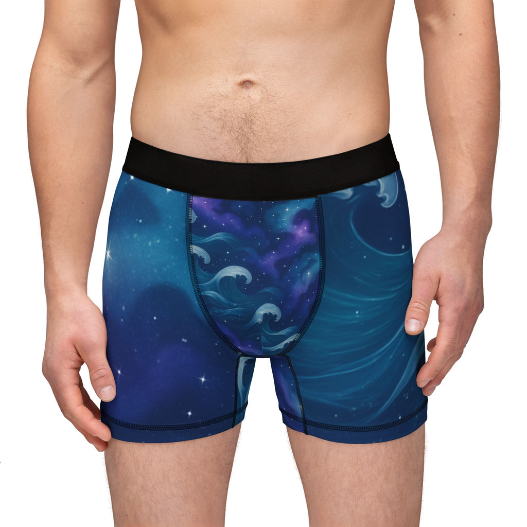 Galaxy Wave Boxer Briefs — Men's Cosmic Night AOP Underwear