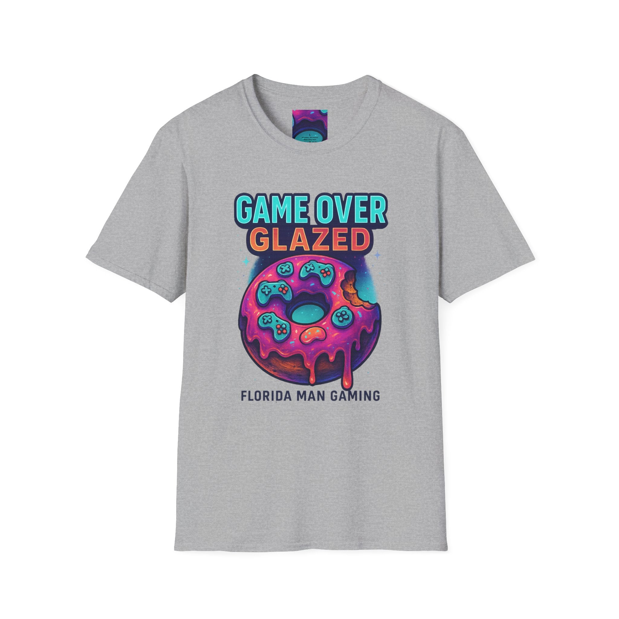 Retro Gamer Donut T-Shirt - Fun Gaming Tee, Unisex Softstyle, Perfect for Gamers, Gaming Events, Birthday Gifts, Casual Wear