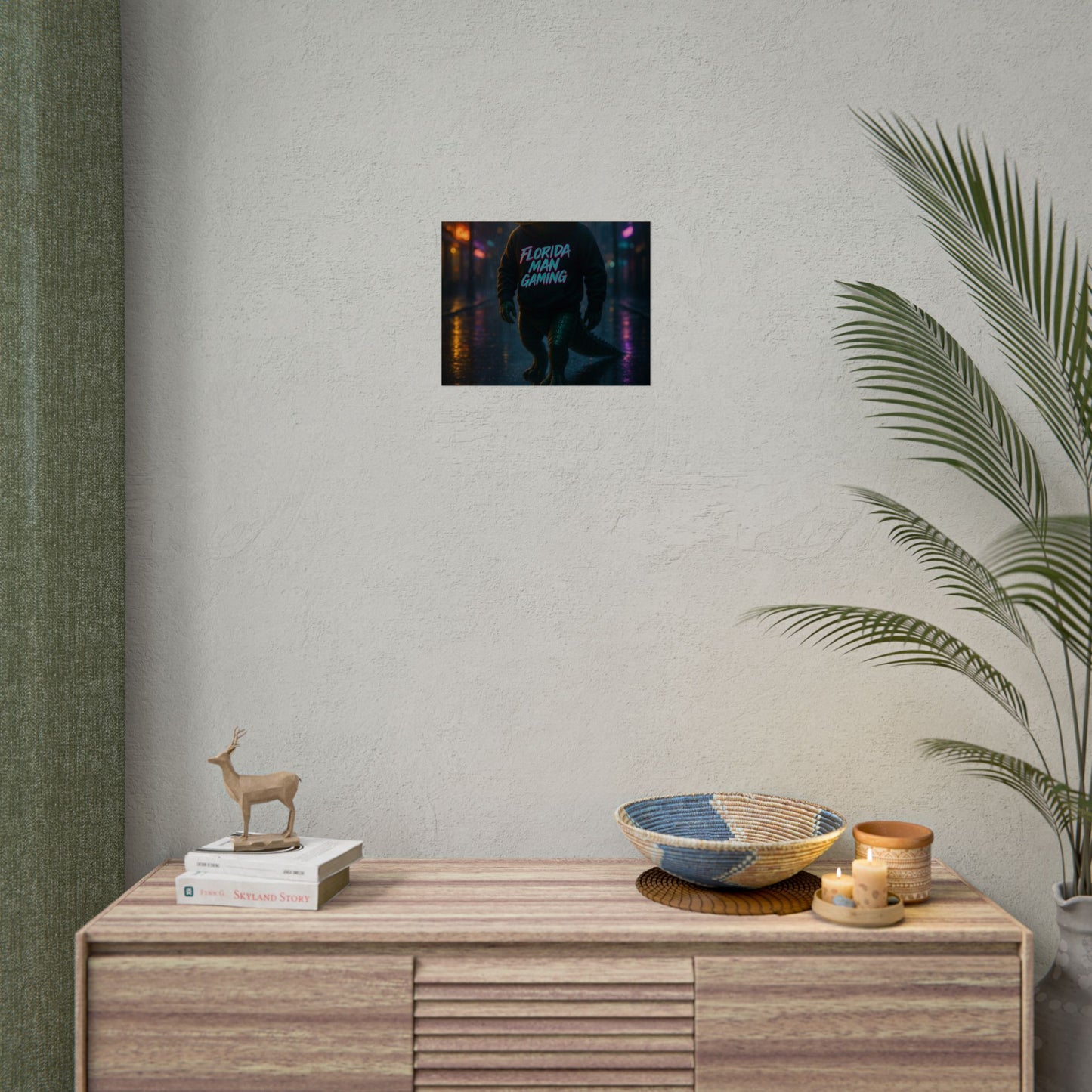 Rolled Posters - Florida Man Gaming Alligator Neon Cyberpunk Scene