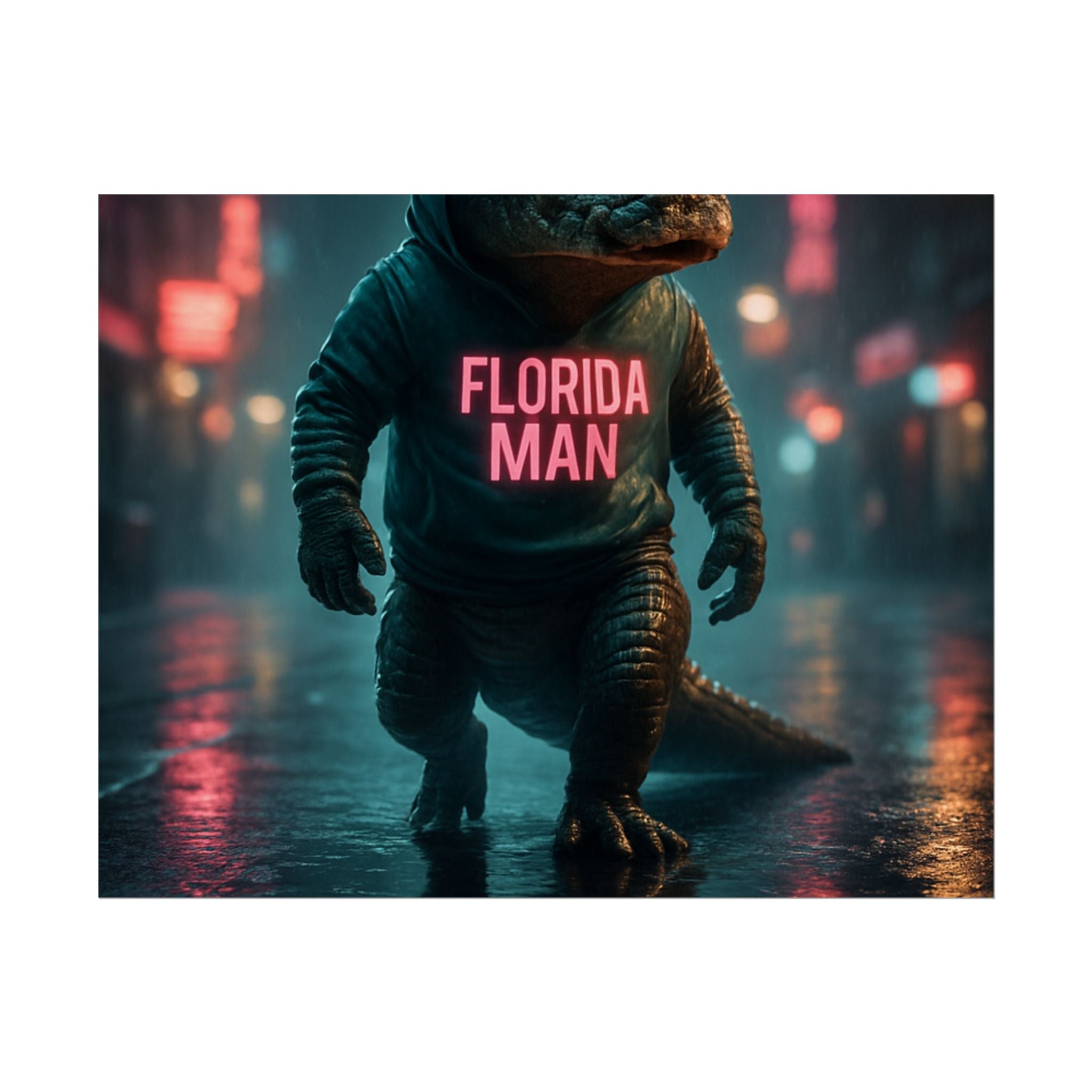 Rolled Posters - Florida Man Gaming Alligator Cyberpunk 3D Render