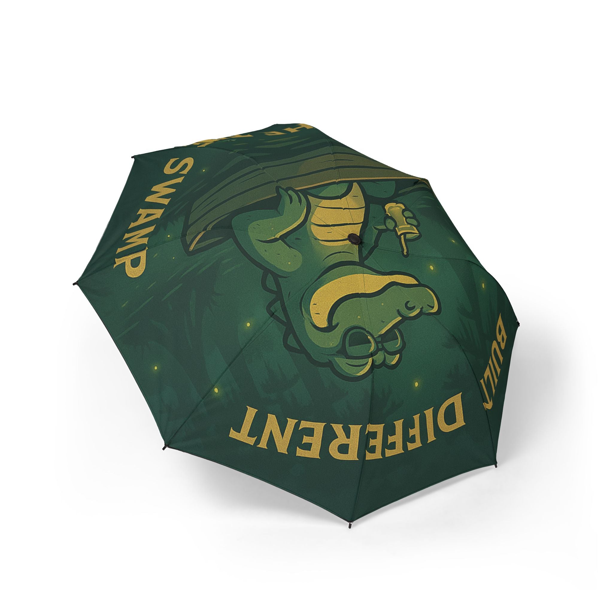 Foldable Umbrella — 'Different Since It Swamp' Alligator Graphic Compact Umbrella