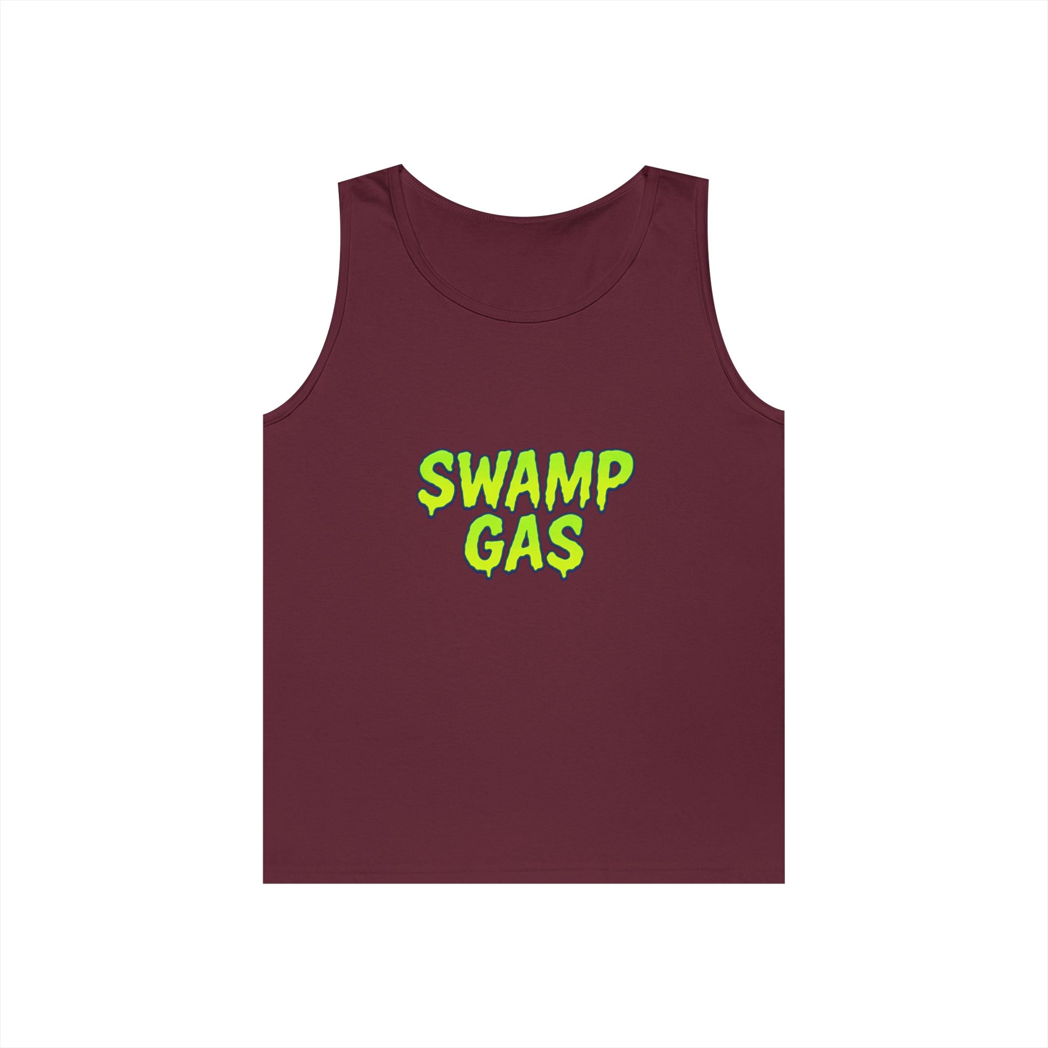 Swamp Gas Unisex Heavy Cotton Tank Top - Fun Summer Wear, Graphic Tee for Parties, Gifts, Halloween, Outdoor Events, Festival Apparel