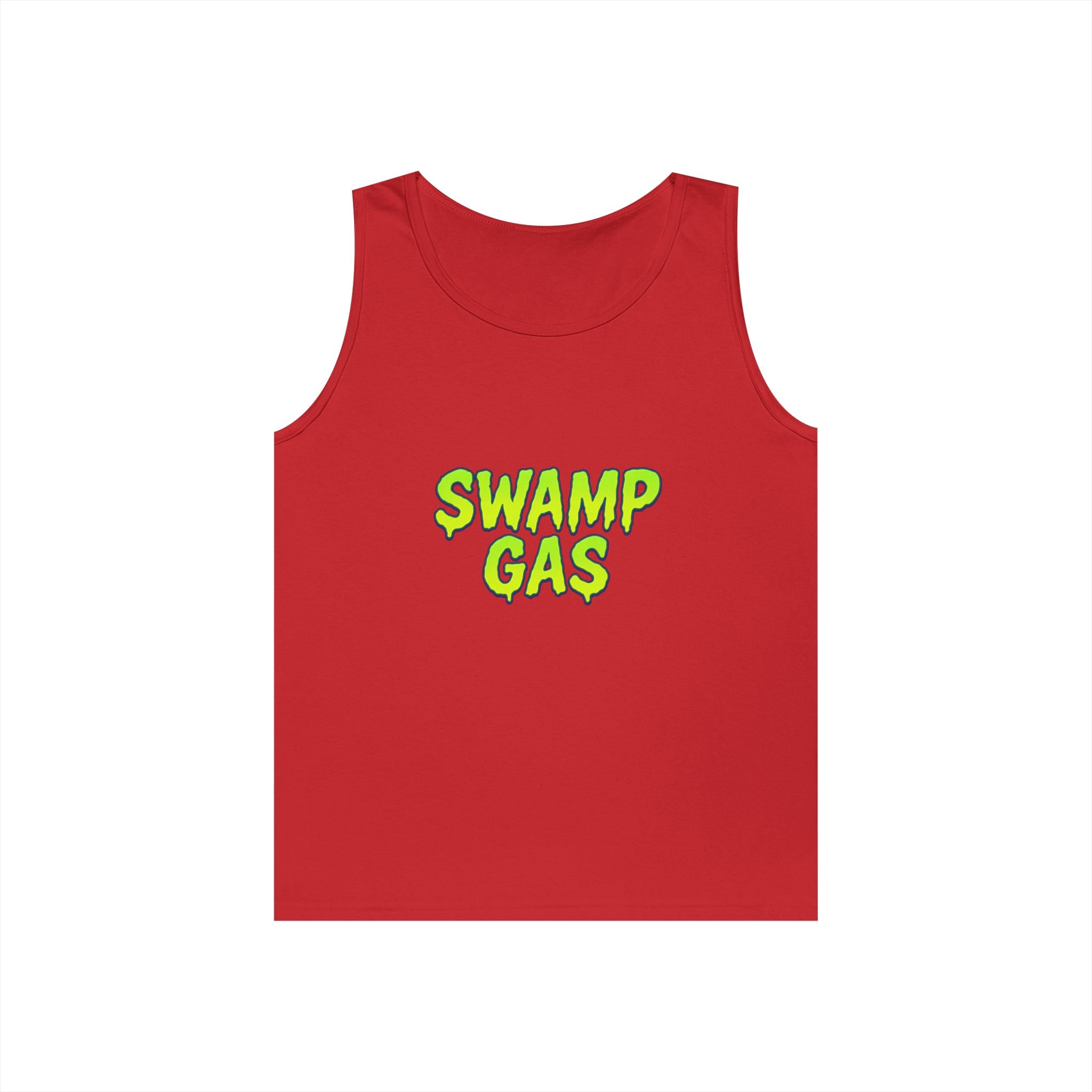 Swamp Gas Unisex Heavy Cotton Tank Top, Funny Summer Shirt, Graphic Muscle Tee, Casual Wear, Gift for Monster Lovers
