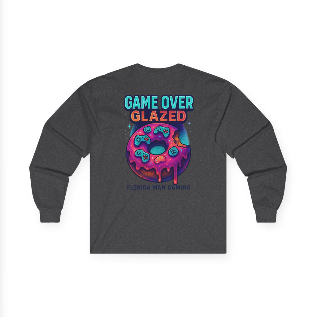 Game Over Glazed Gaming Long Sleeve Tee, Gamer Shirt, Unisex Cotton Tee, Video Game Gift, Retro Gaming Apparel, Fun Gift for Gamers