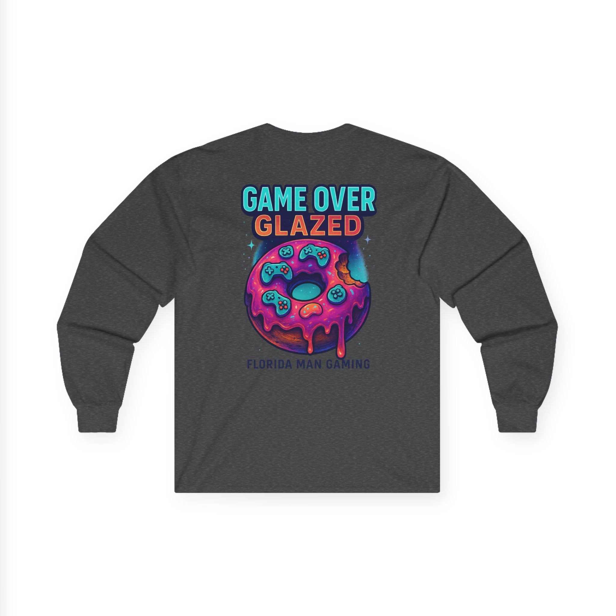 Game Over Glazed Gaming Long Sleeve Tee, Gamer Shirt, Unisex Cotton Tee, Video Game Gift, Retro Gaming Apparel, Fun Gift for Gamers