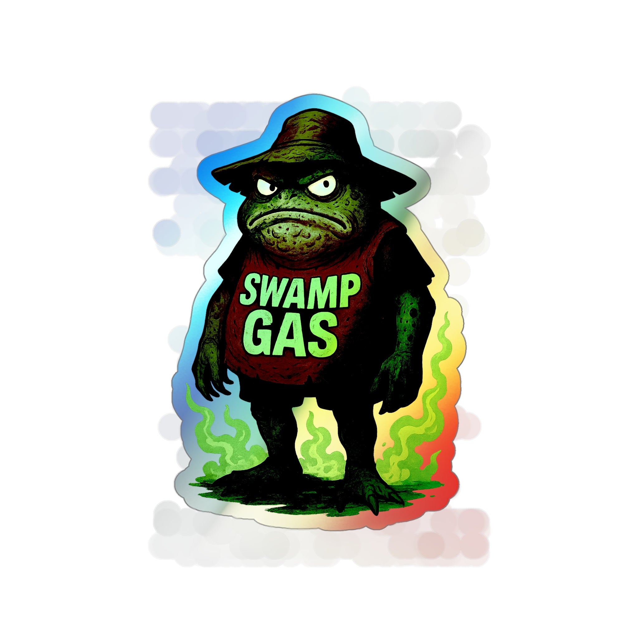 Holographic Swamp Gas Stickers - Fun Skateboard Decals, Colorful Art Stickers, Unique Party Favors, Cute Holographic Stickers